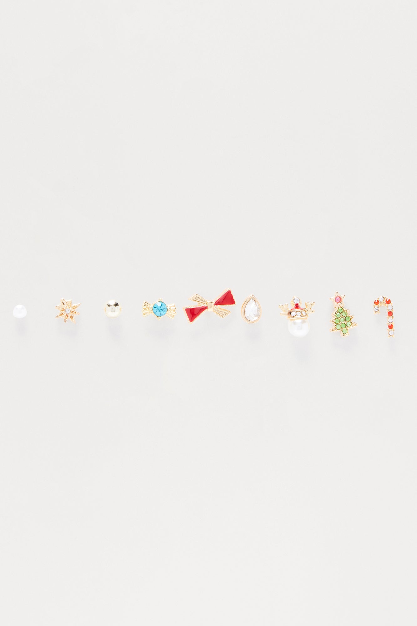 Holly Jolly 9 Pair Stud Earring Multi Set - Gold/combo