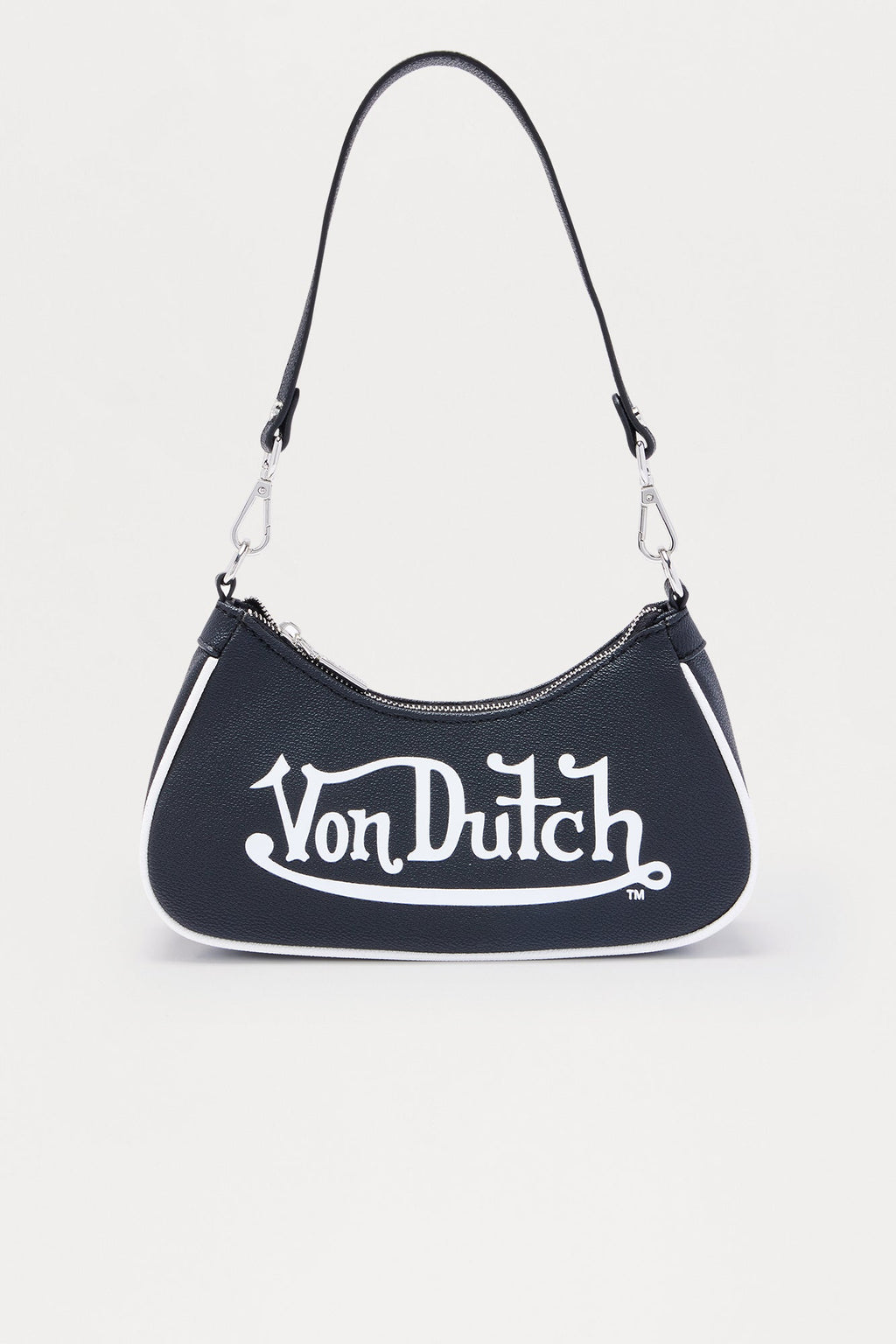Classic Faux Leather Von Dutch Shoulder Bag - Black 