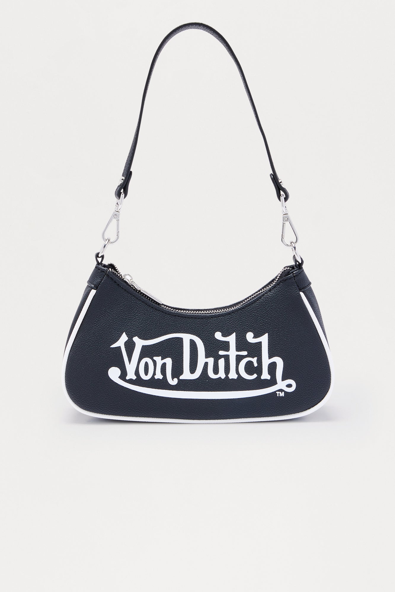 Classic Faux Leather Von Dutch Shoulder Bag - Black 