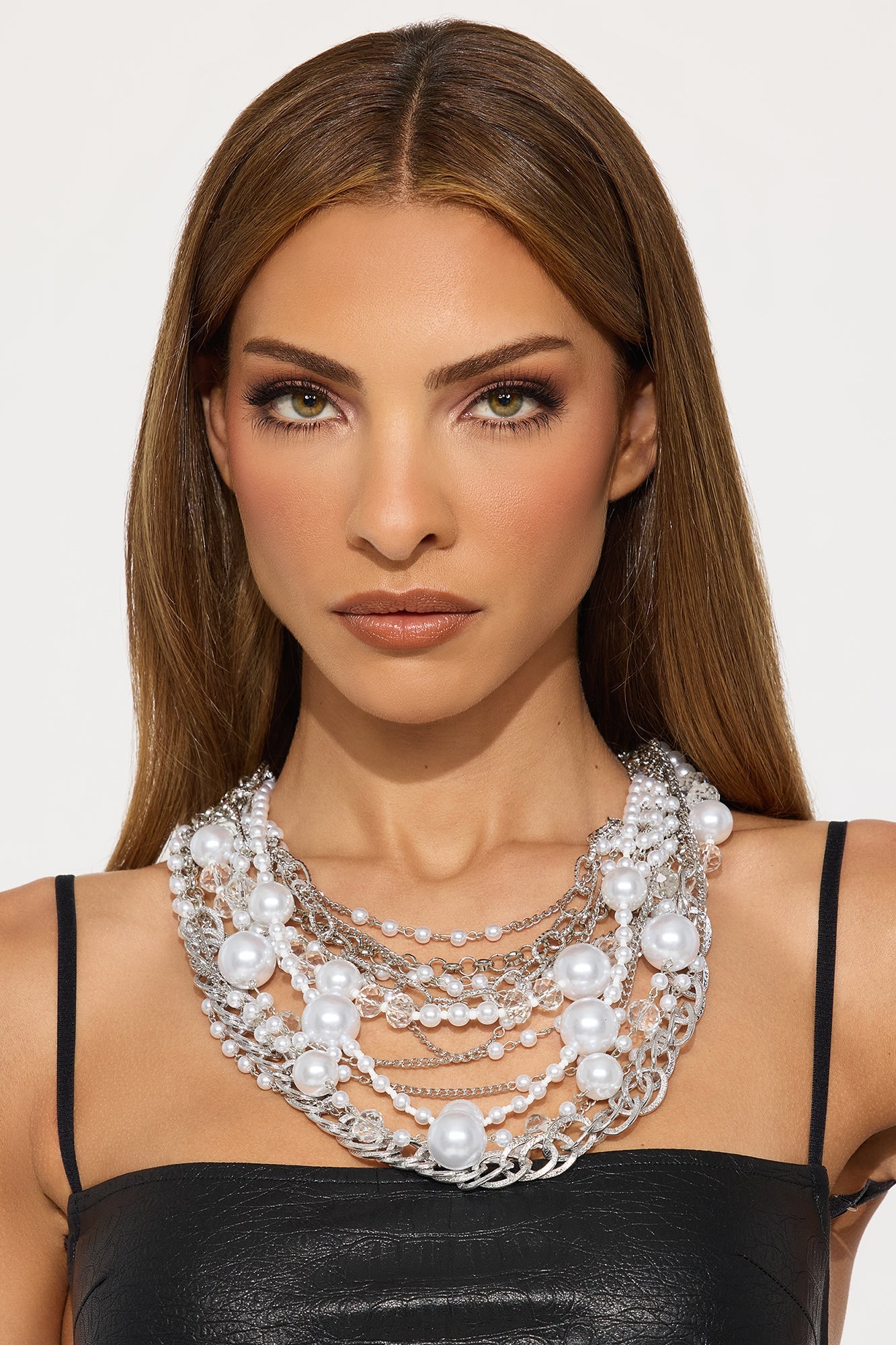 Lots Of Lux Pearl Layered Necklace - Silver