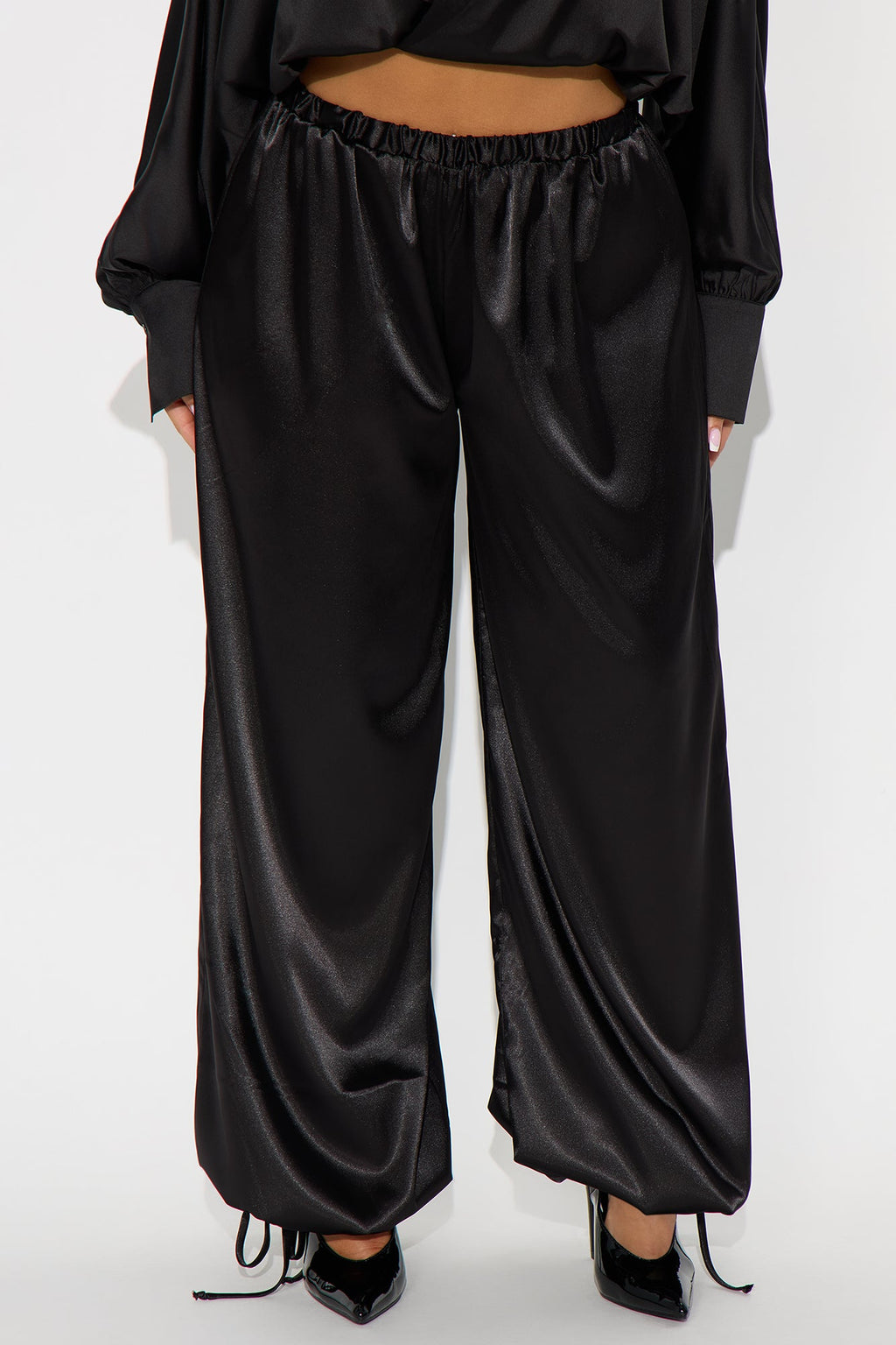 Destinee Satin Balloon Pants 29″ - Black