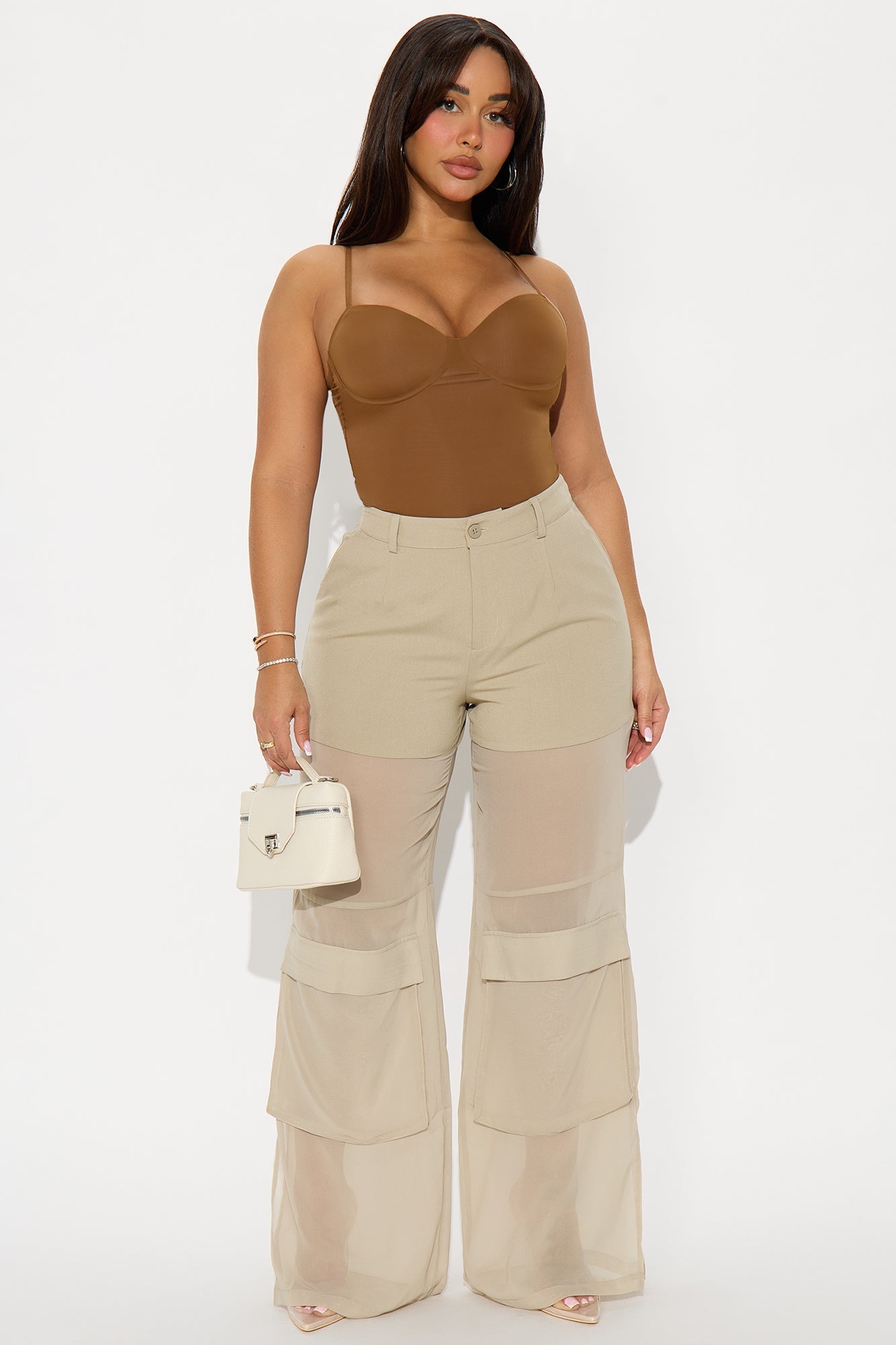 Lourdes Wide Leg Sheer Pant 32″ - Stone