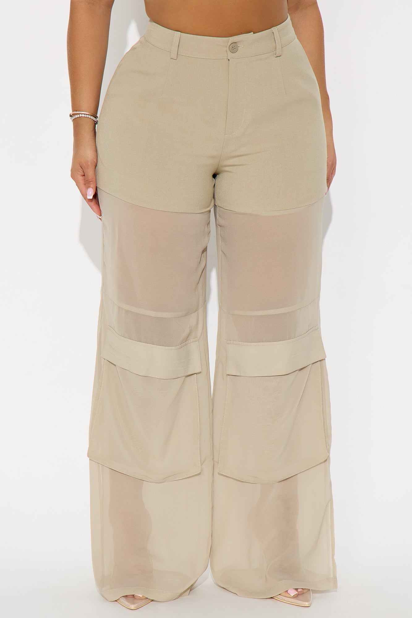 Lourdes Wide Leg Sheer Pant 32″ - Stone