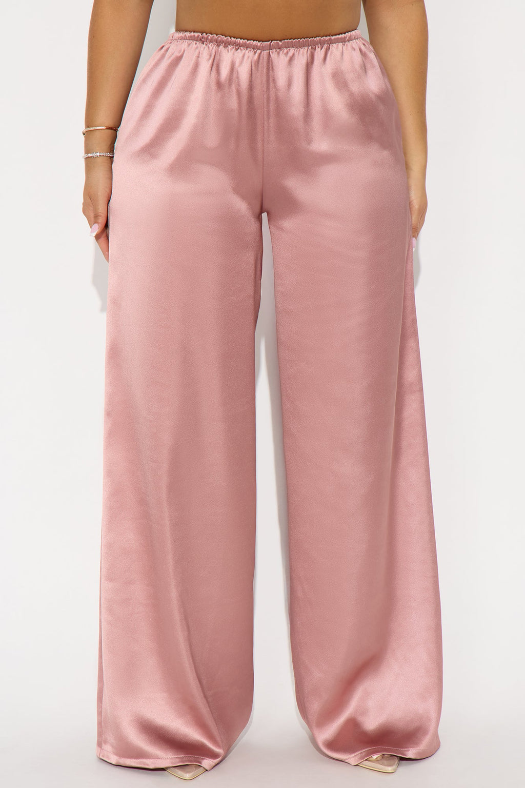 Shine On Satin Wide Leg Pant 32″ - Rose