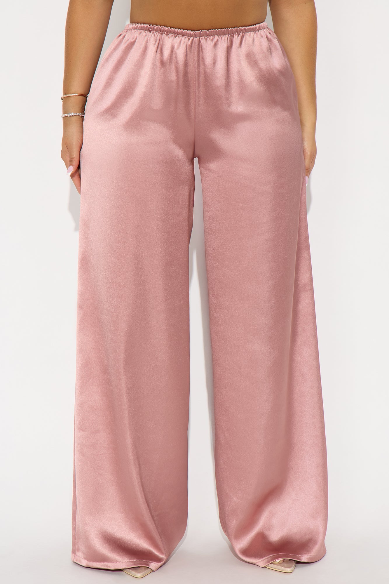 Shine On Satin Wide Leg Pant 32″ - Rose