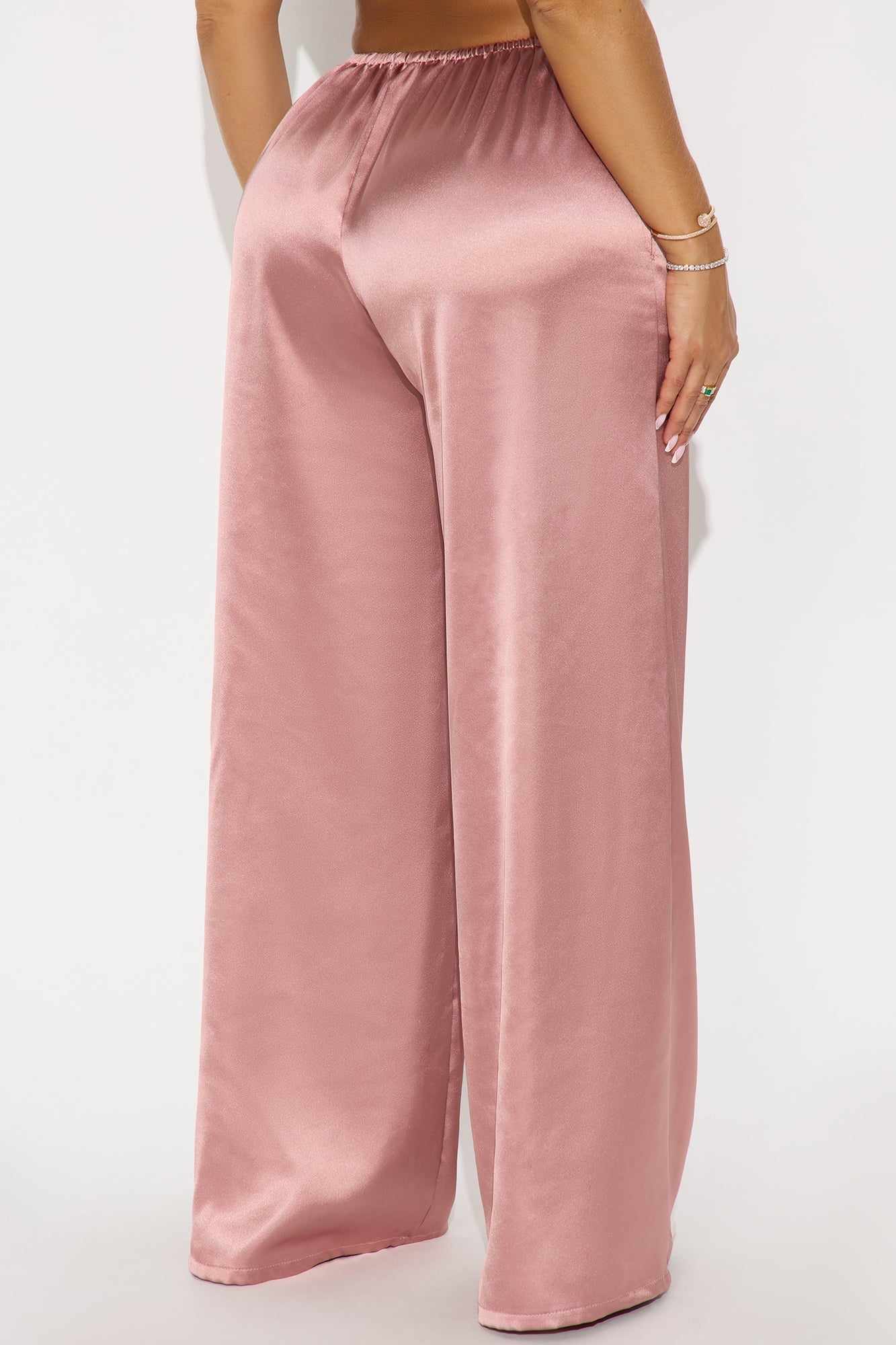 Shine On Satin Wide Leg Pant 32″ - Rose