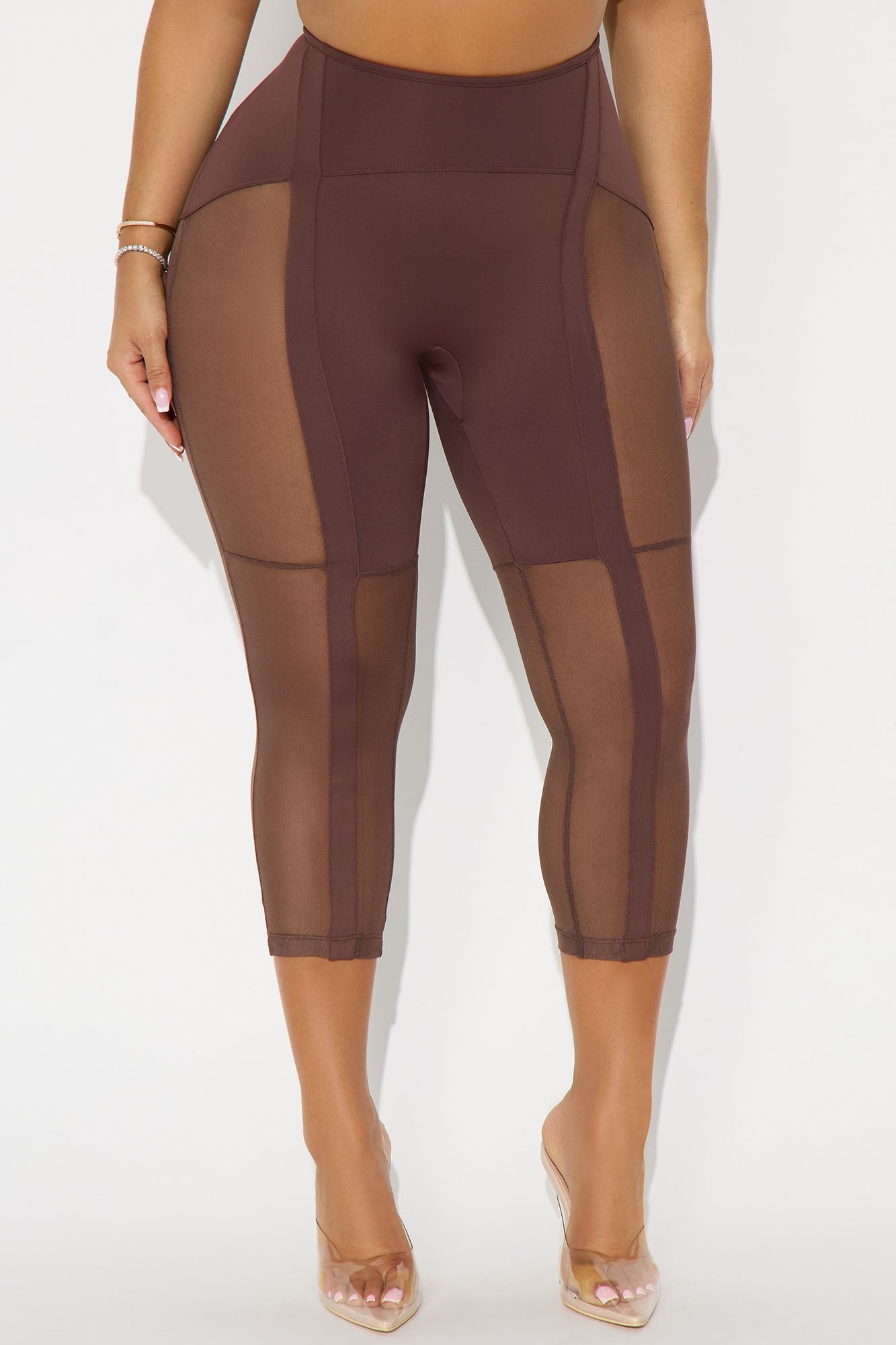 Ulterior Motives Mesh Cut Out Capri Legging - Chocolate
