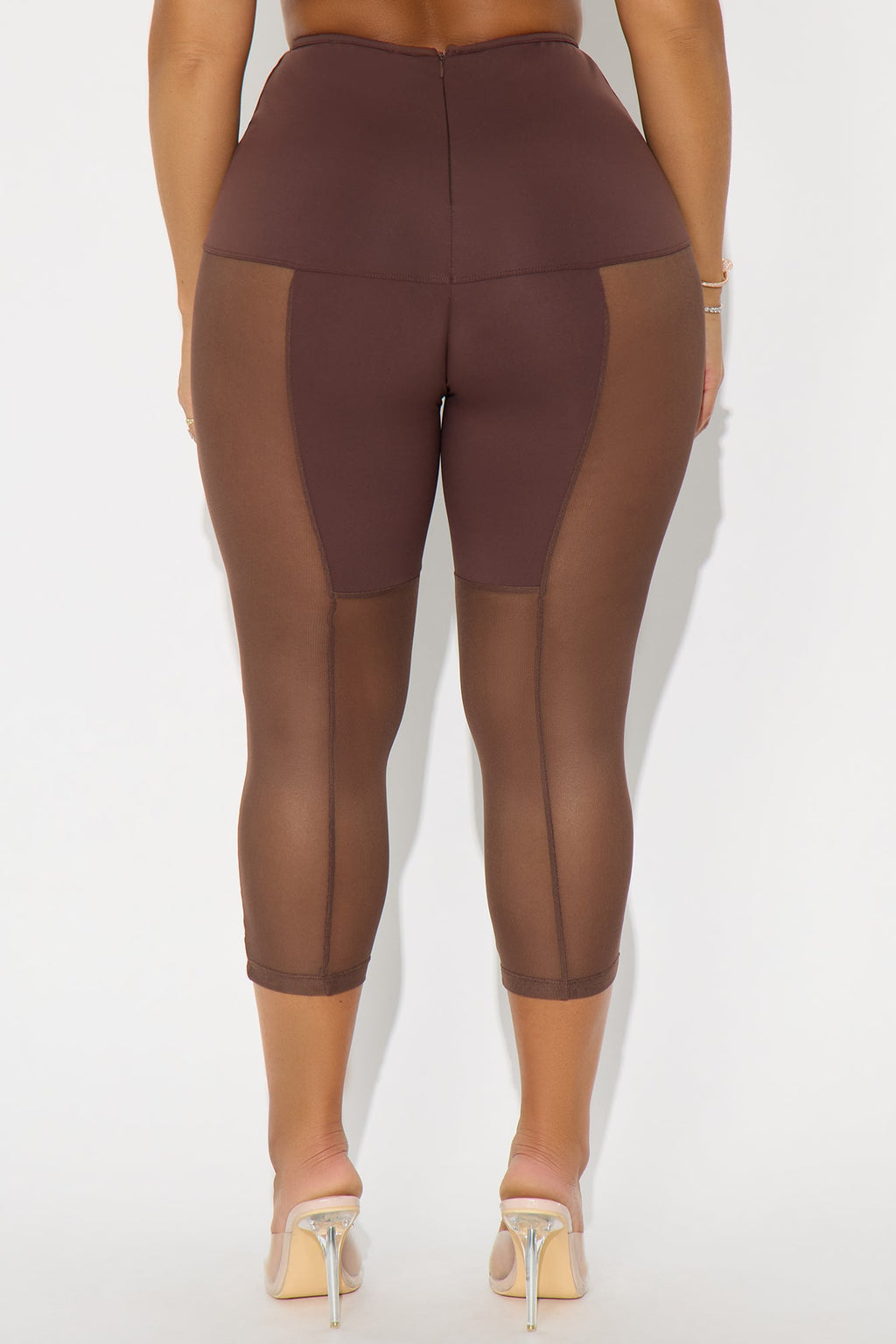 Ulterior Motives Mesh Cut Out Capri Legging - Chocolate