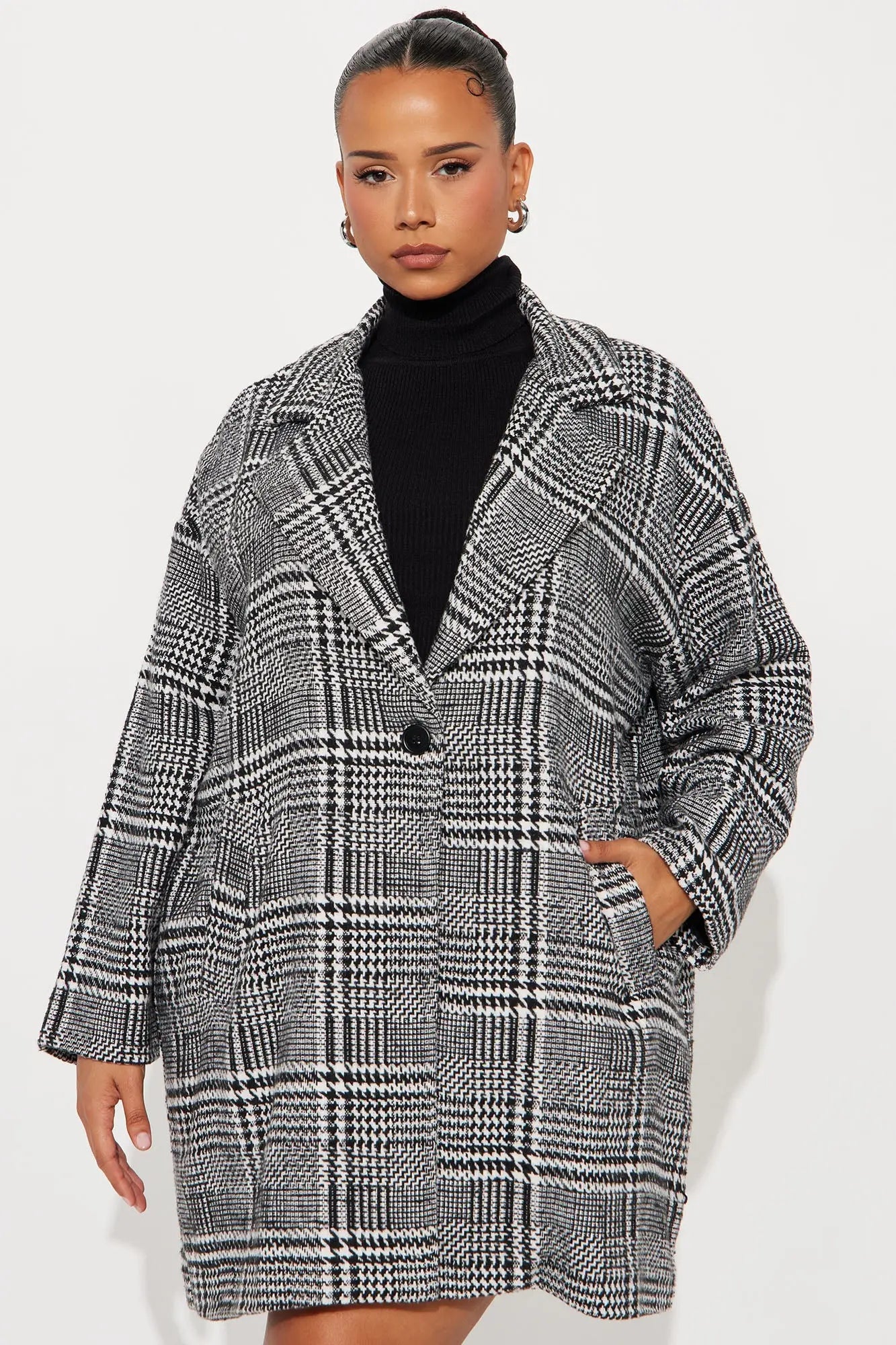 Freya Plaid Wool Coat - Black/combo 