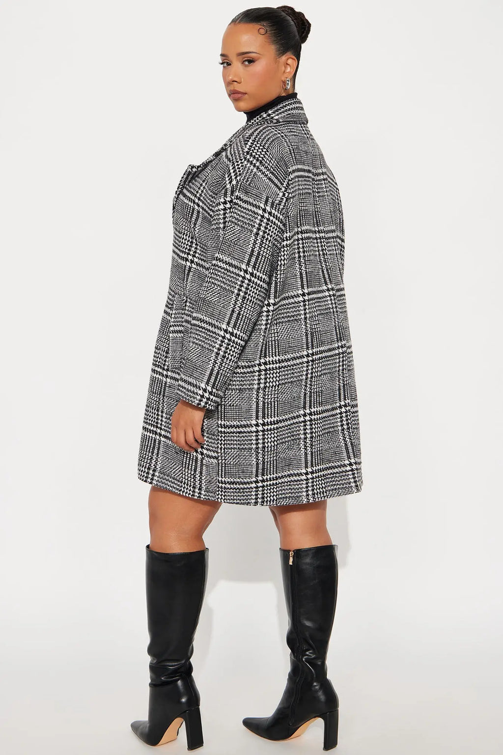 Freya Plaid Wool Coat - Black/combo 