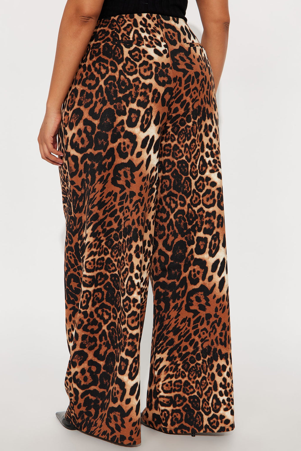 Level You Up Leopard Wide Leg Twill Pant 32″ - Leopard 