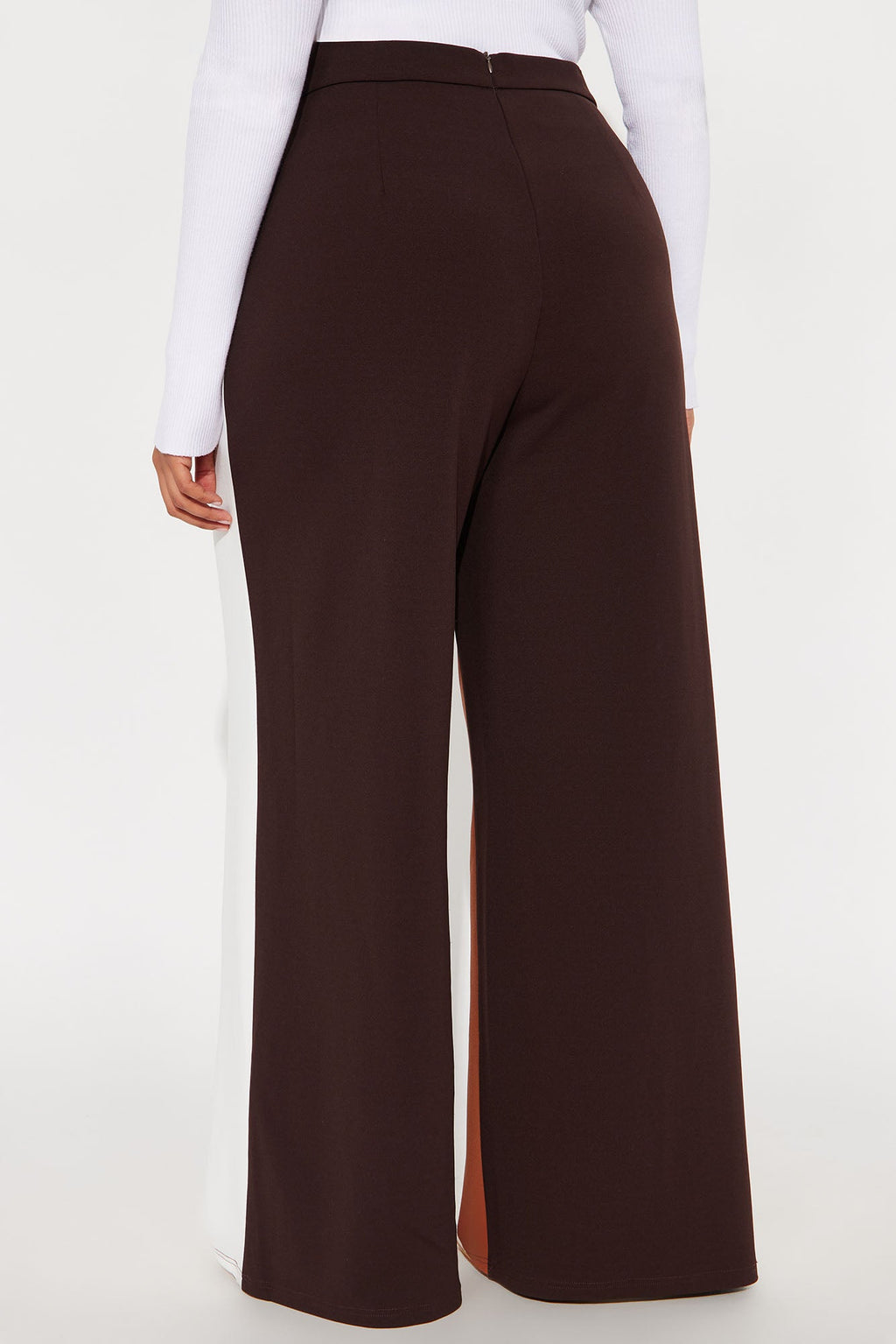 Nellie Colorblock Wide Leg Trouser Pant 33 - Brown/combo 