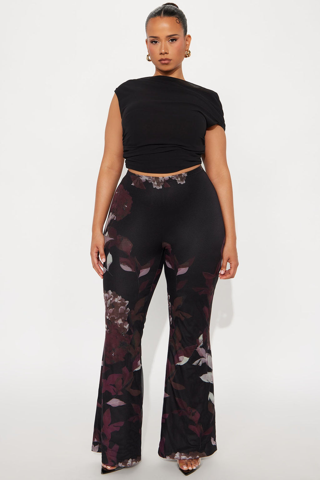 Garden Muse Mesh Flare Pant 32″ - Burgundy/combo 