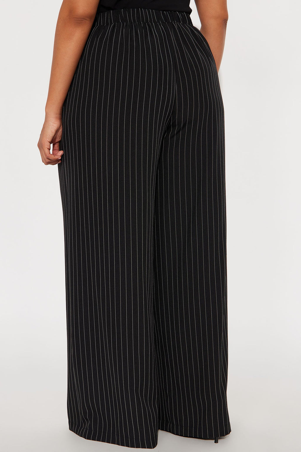 Easy To Wear Pinstripe Wide Leg Pant 32″ - Black