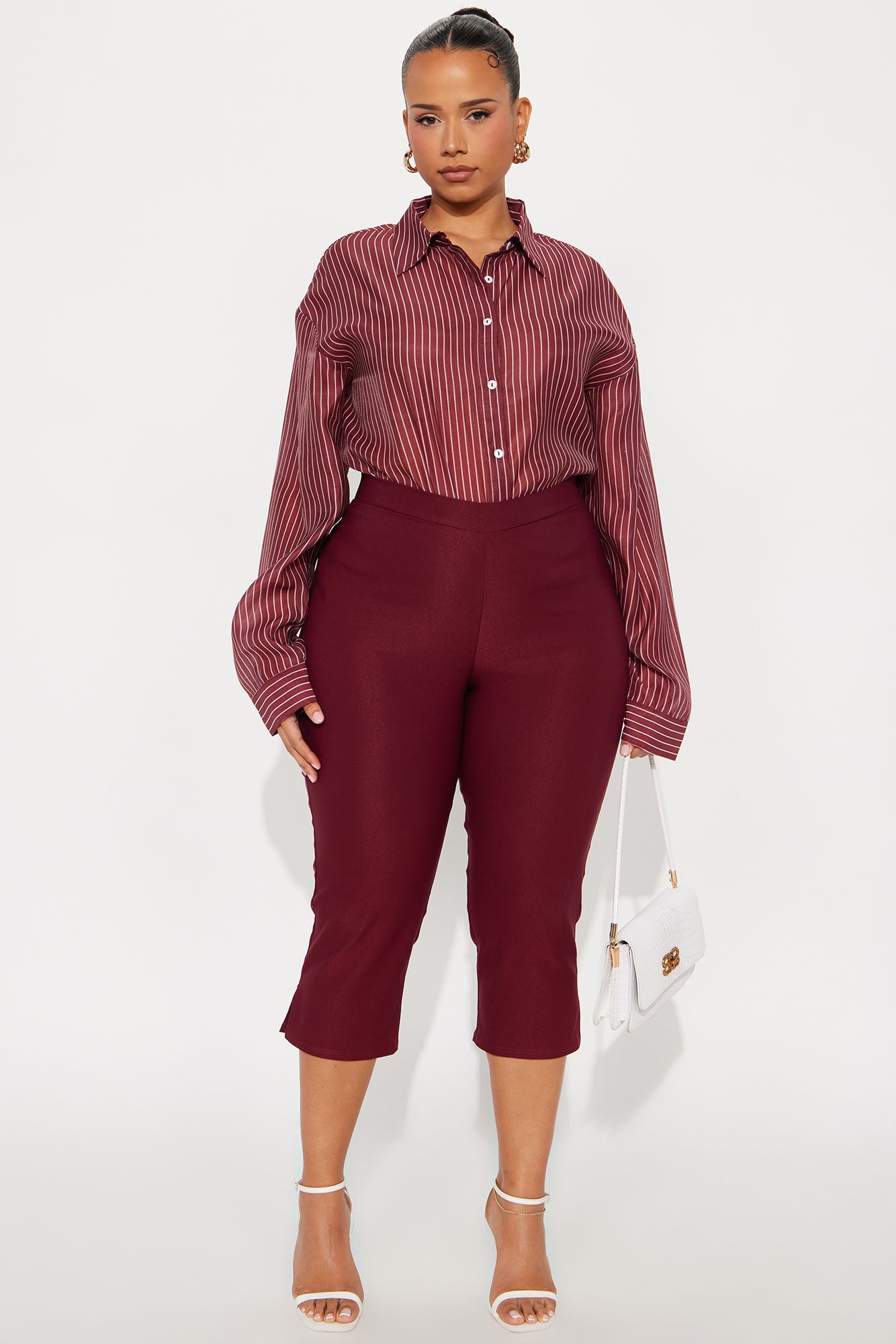 Natalia Millennium Capri Skinny Pant 20″ - Burgundy