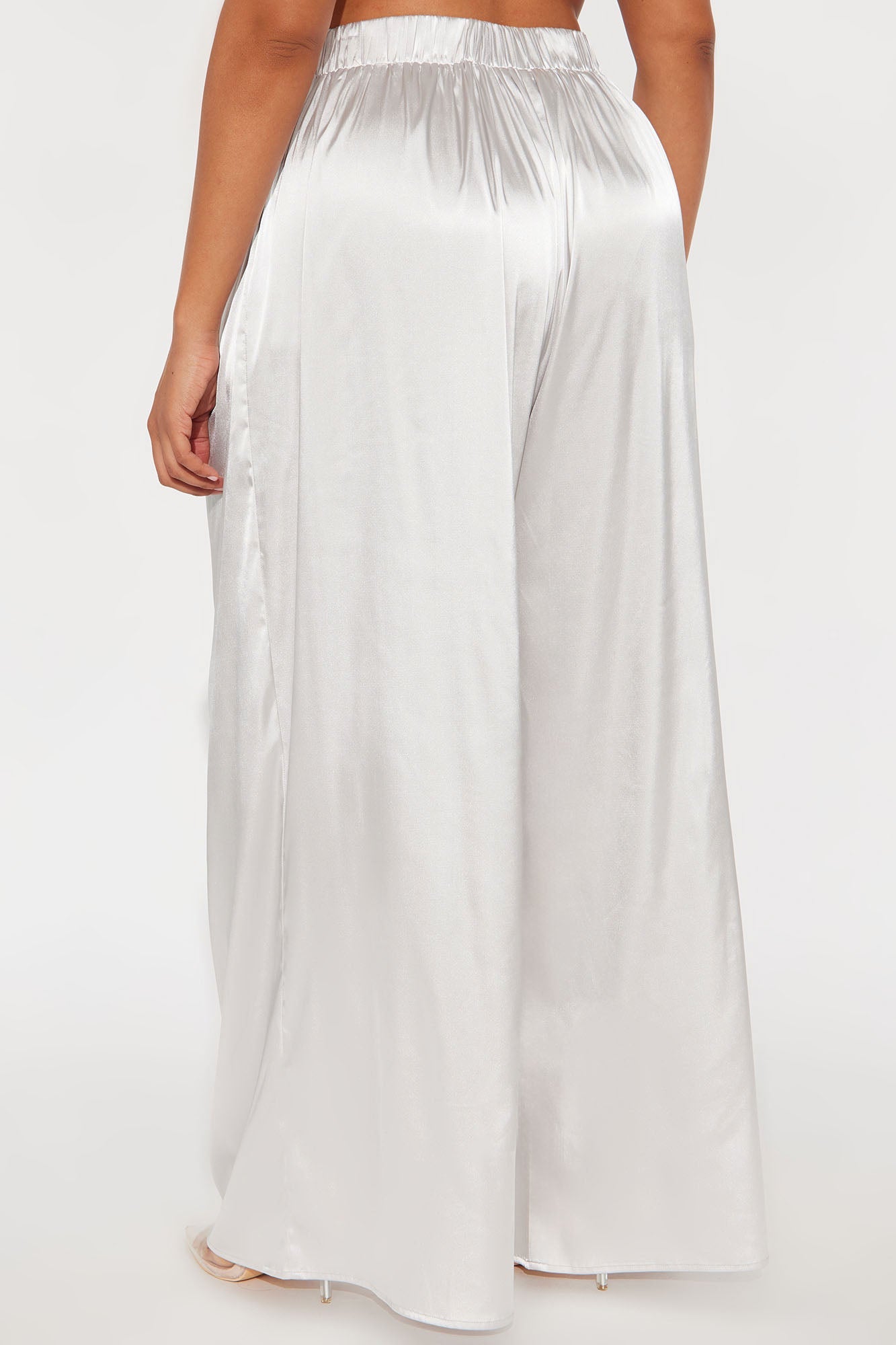 First Class Wide Leg Satin Pant 32″ - Pearl 