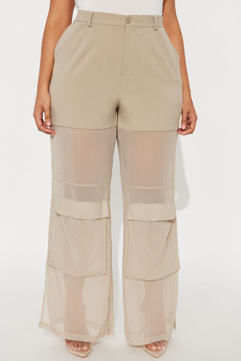 Lourdes Wide Leg Sheer Pant 32″ - Stone