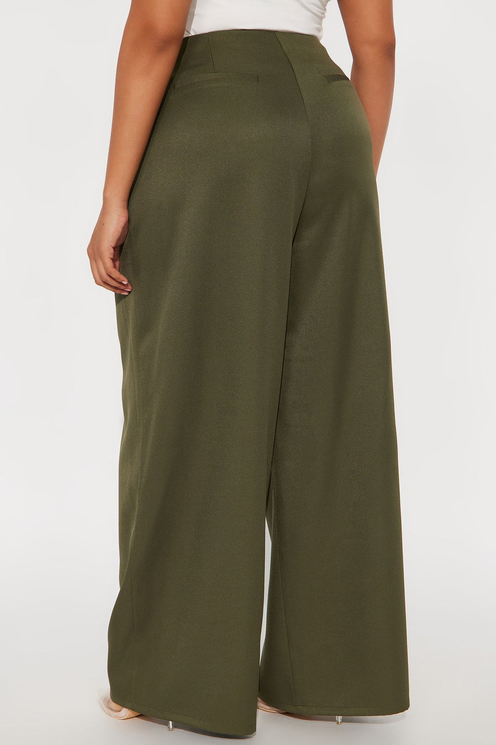 Level You Up Wide Leg Twill Pant 32″ - Olive 