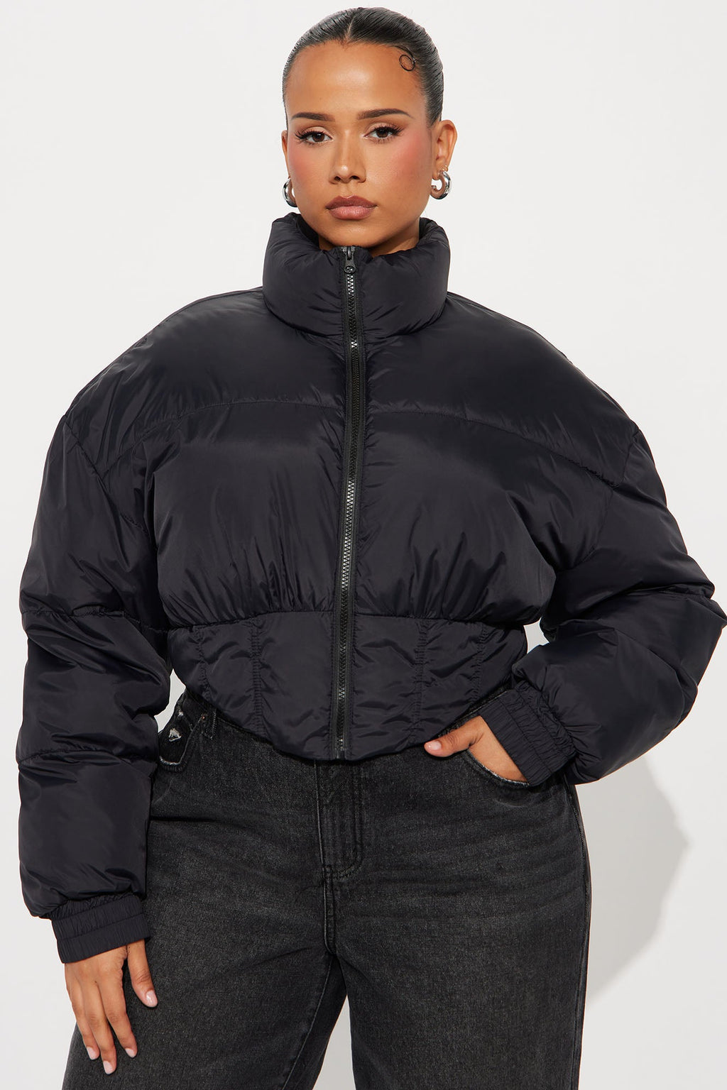 Janet Corset Puffer Jacket - Black 