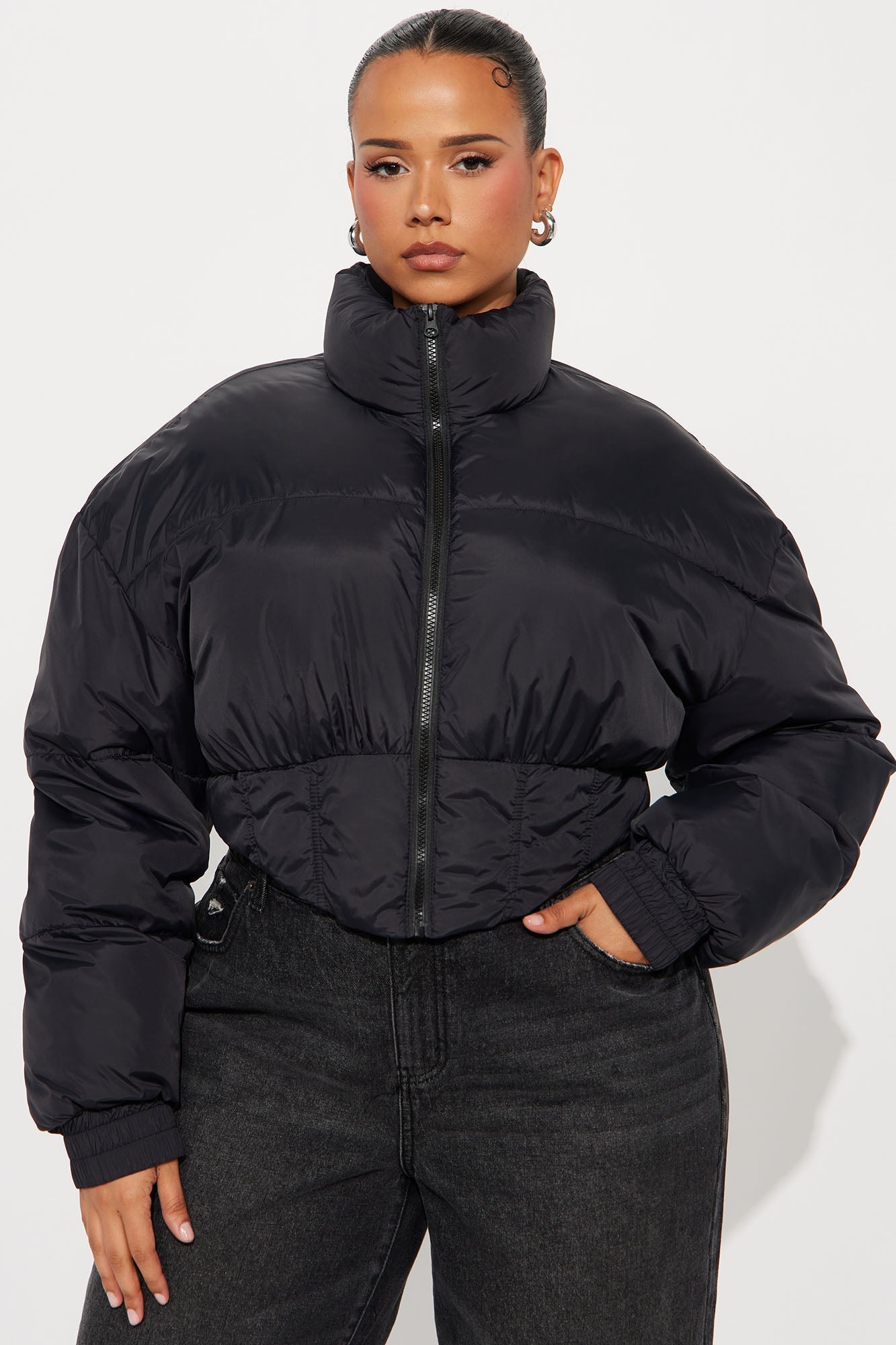 Janet Corset Puffer Jacket - Black 