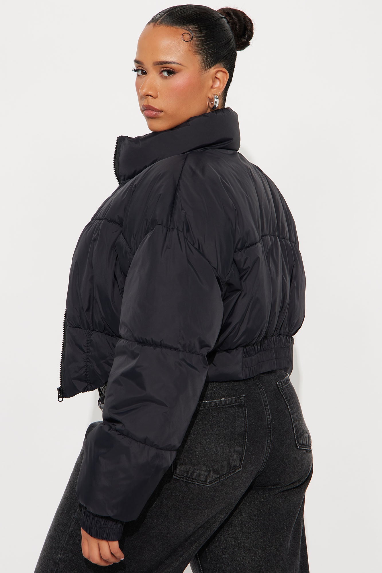 Janet Corset Puffer Jacket - Black 