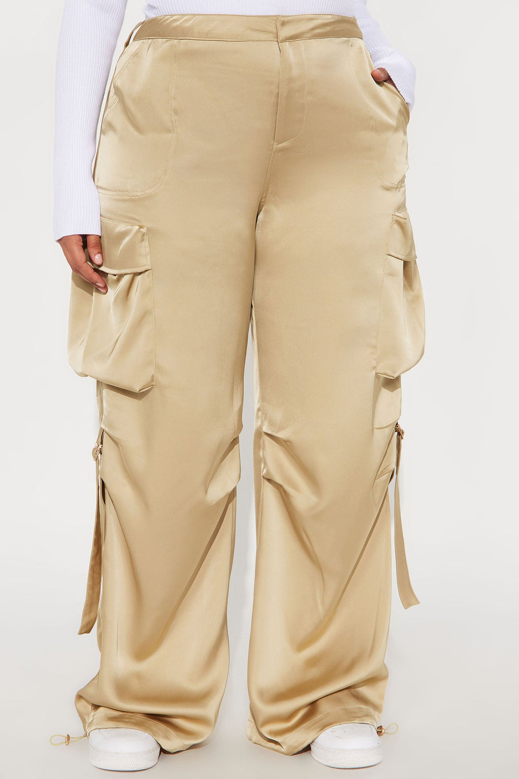 Carlee Satin Jogger Cargo Pant 32 - Gold 