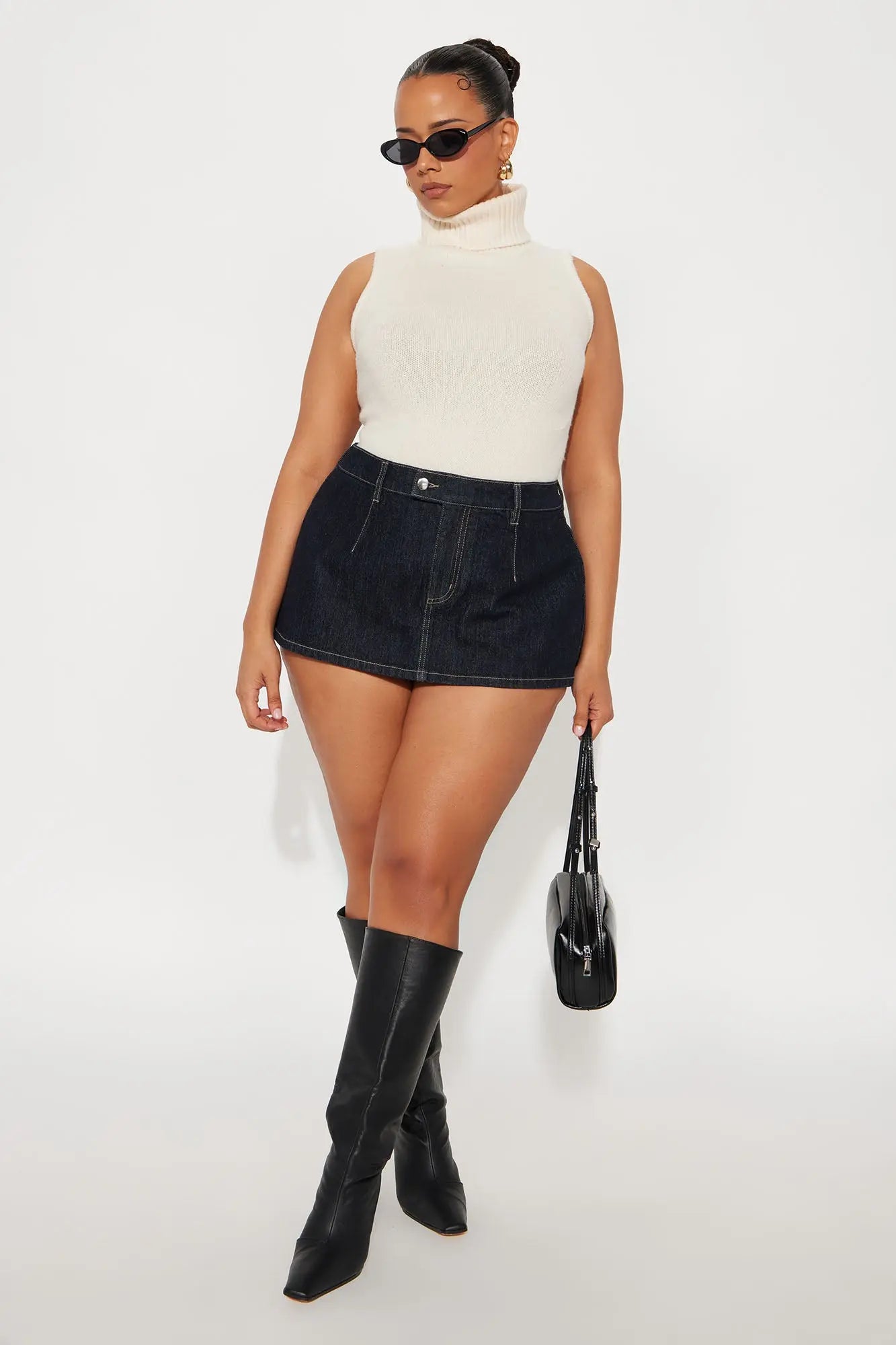 Harley Micro Mini Denim Peekaboo Skort - Rinse Blue Wash 