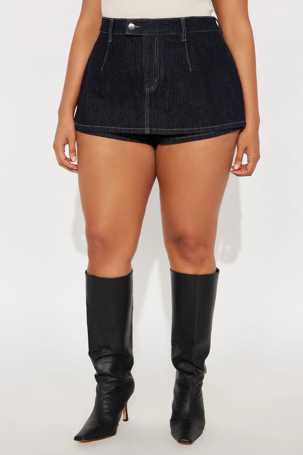 Harley Micro Mini Denim Peekaboo Skort - Rinse Blue Wash 