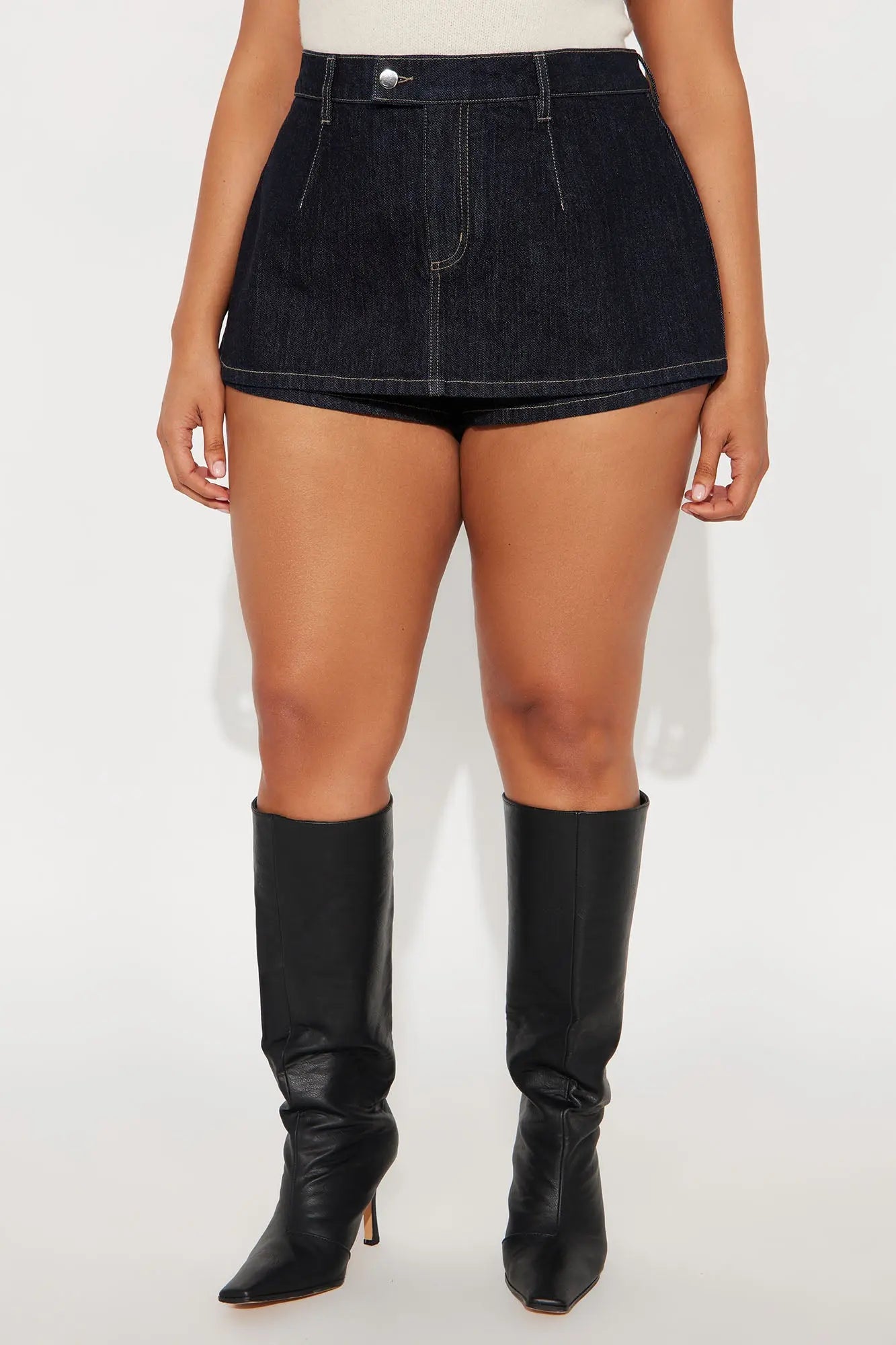 Harley Micro Mini Denim Peekaboo Skort - Rinse Blue Wash 