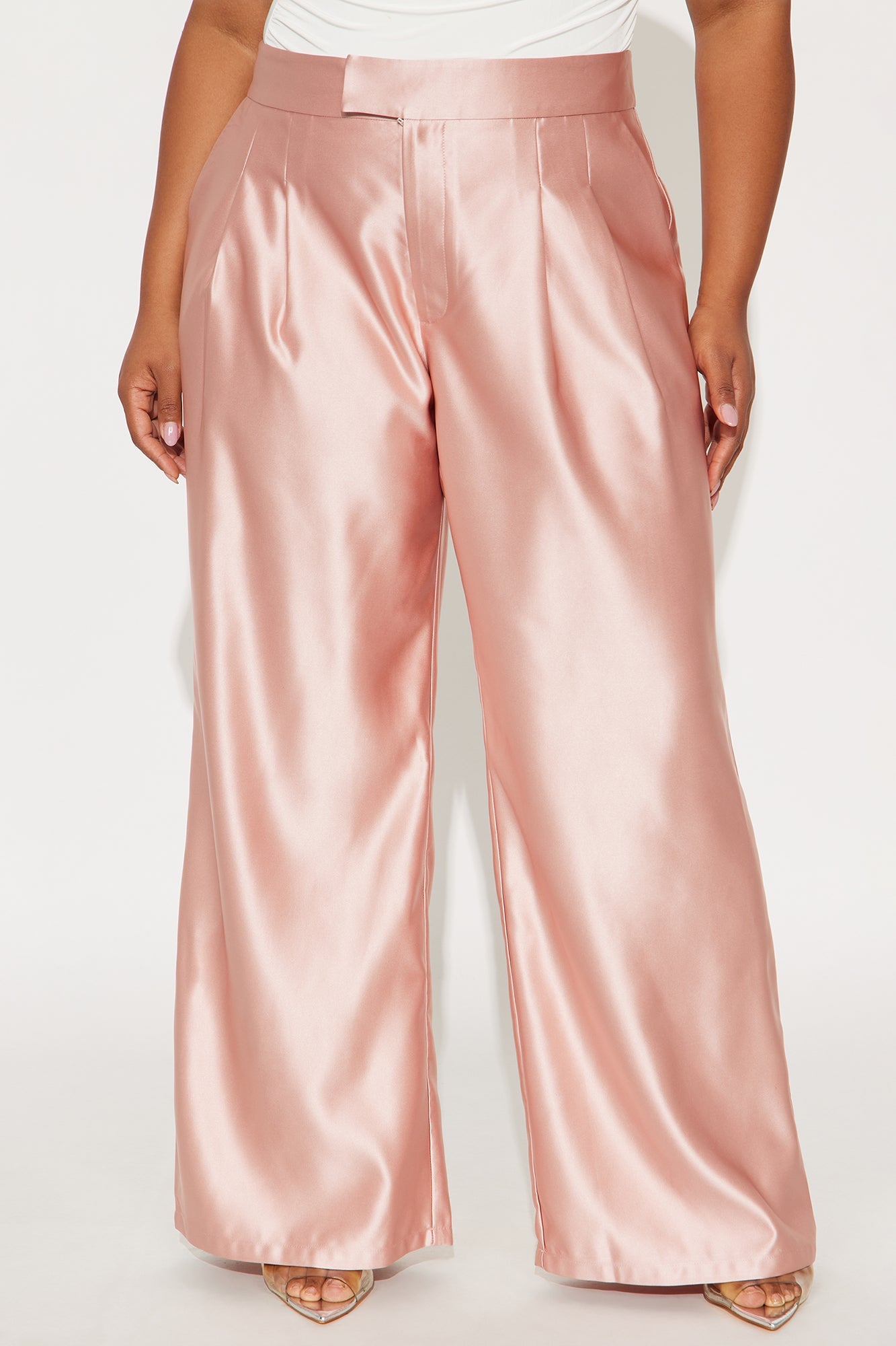 Suite Slay Satin Wide Leg Pant 32″ - Rose