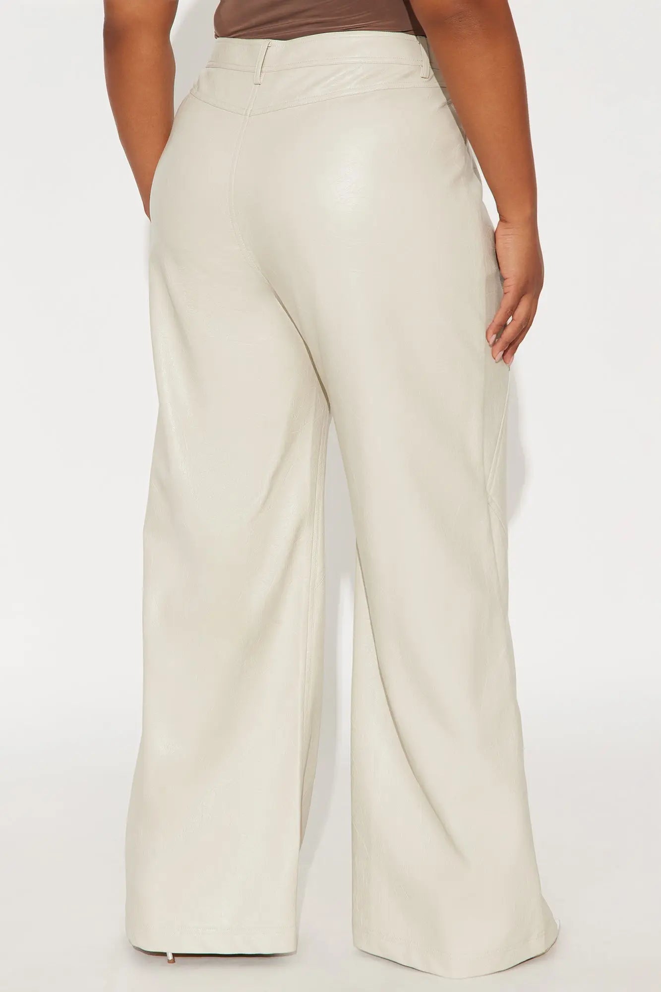Bad Vibes Faux Leather Flare Pant 33″ - Stone 