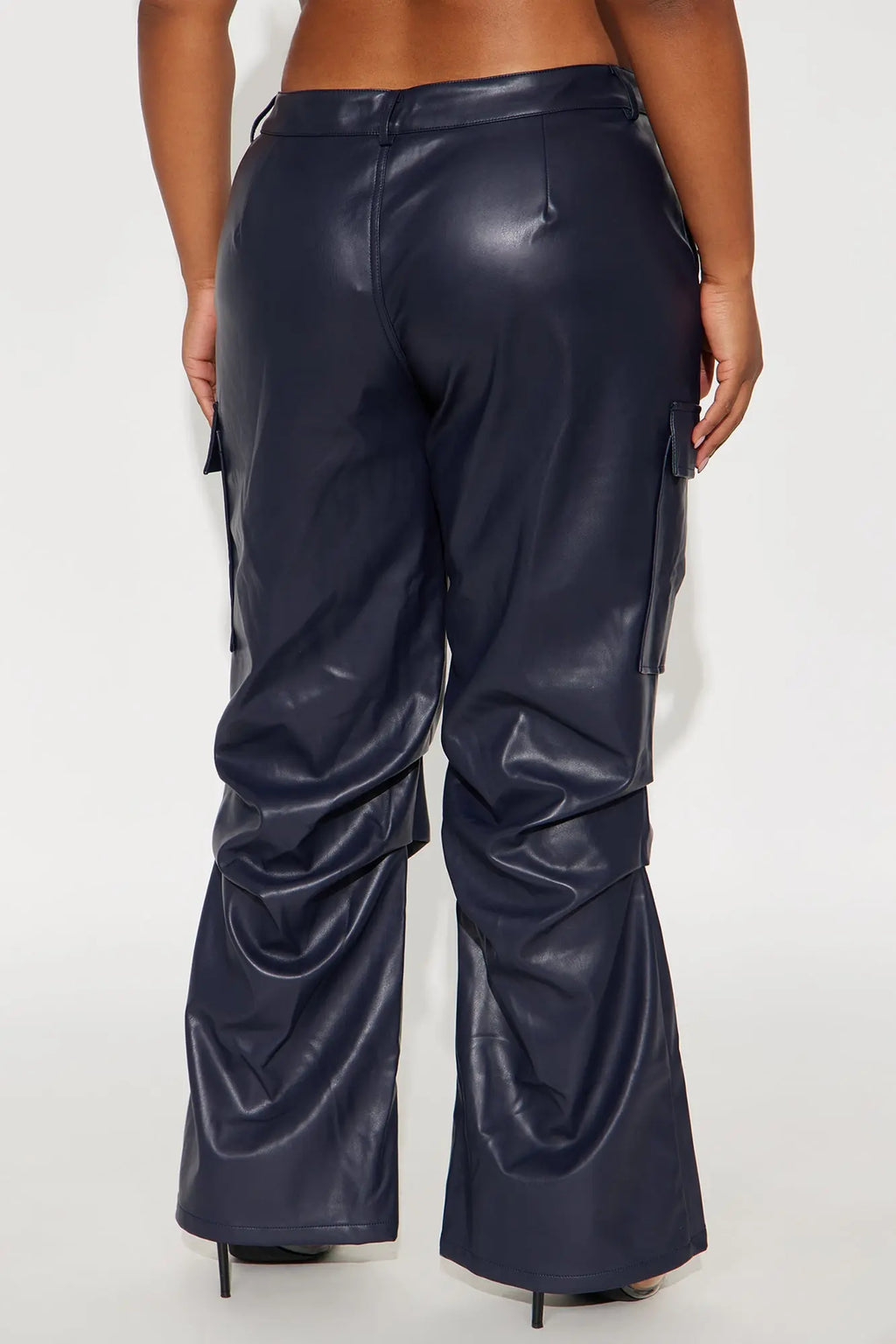 Skylar Faux Leather Wide Leg Pant 33 - Navy 
