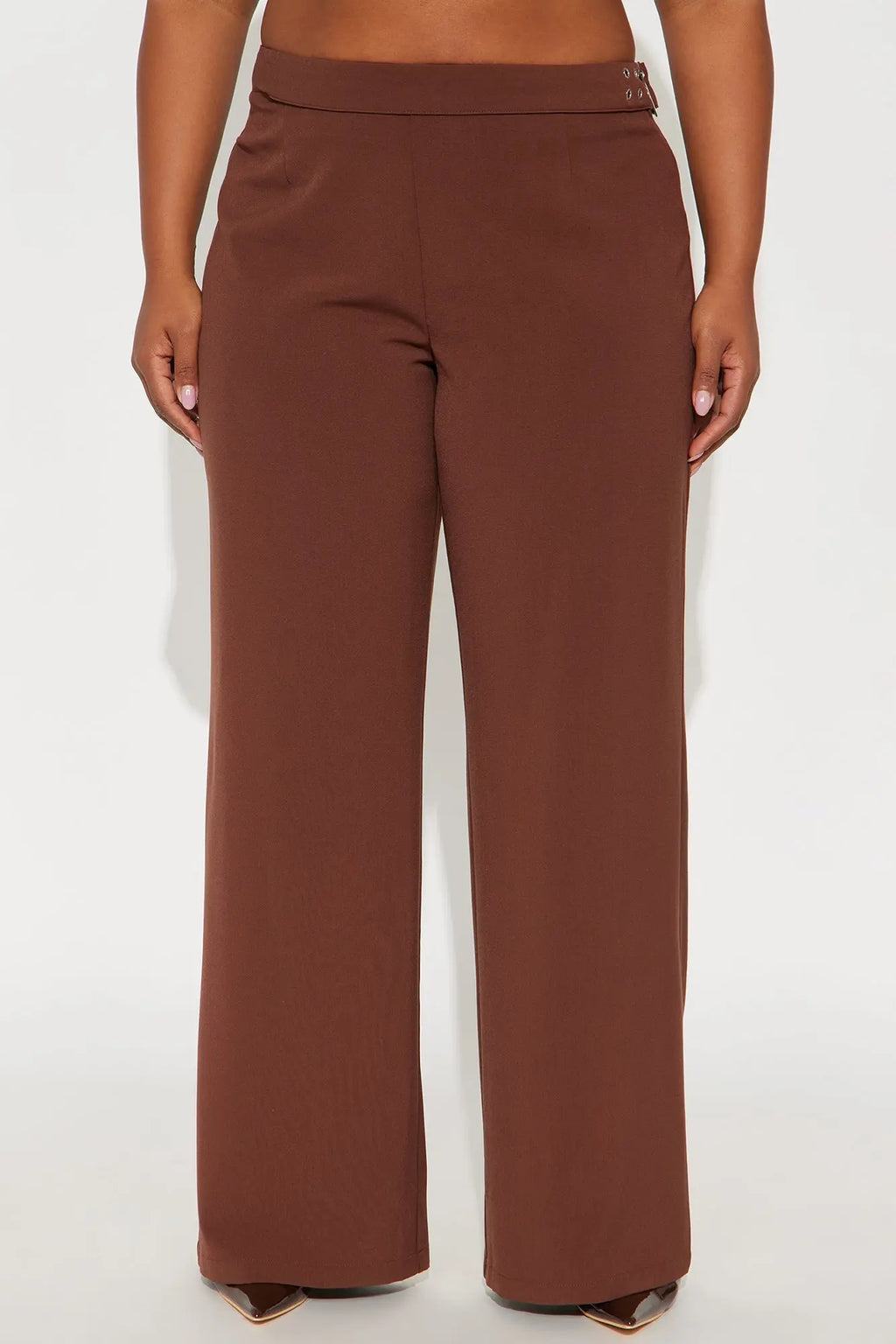 Set The Standard Cut Out Wide Leg Pant 33″ - Chocolate 