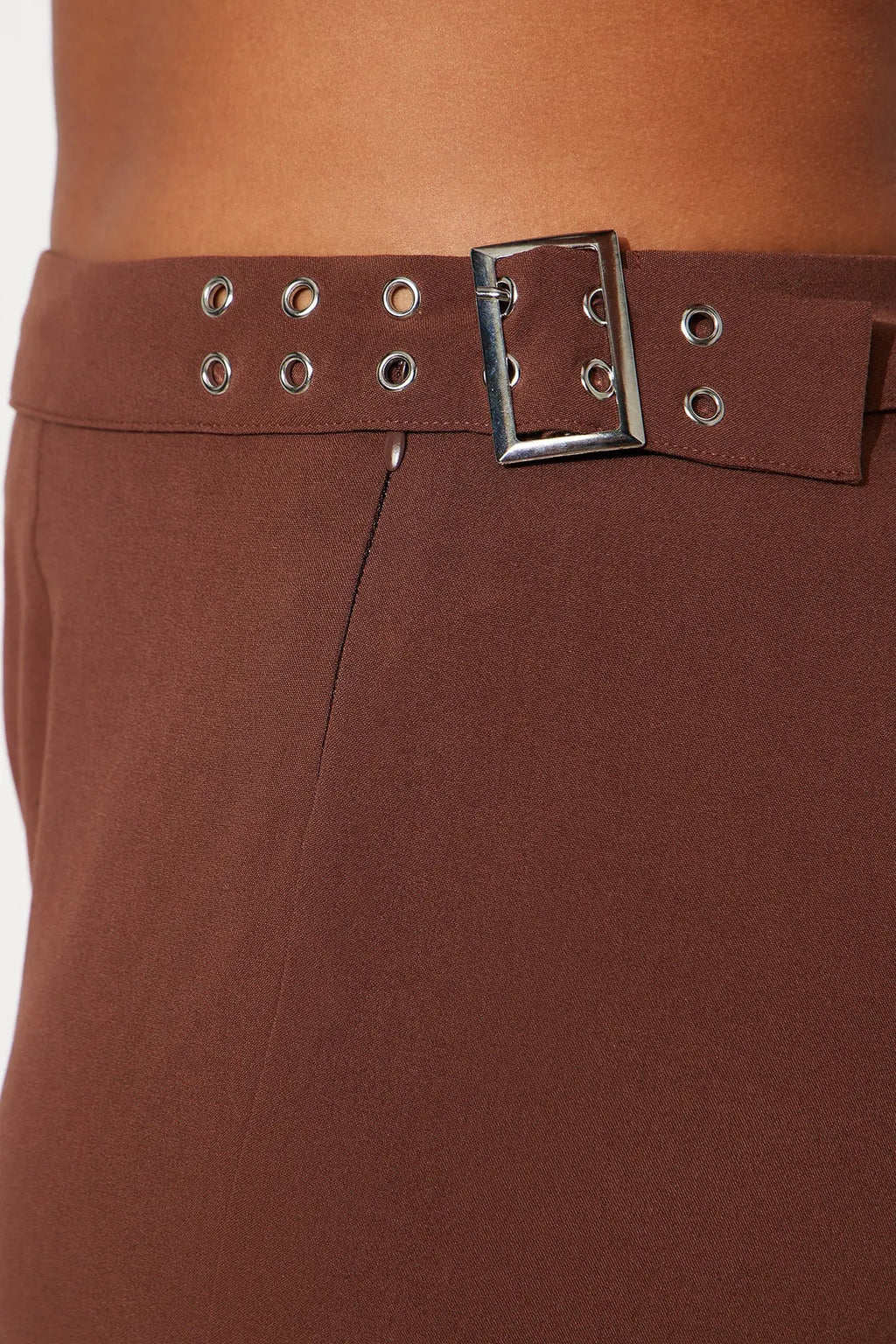 Set The Standard Cut Out Wide Leg Pant 33″ - Chocolate 