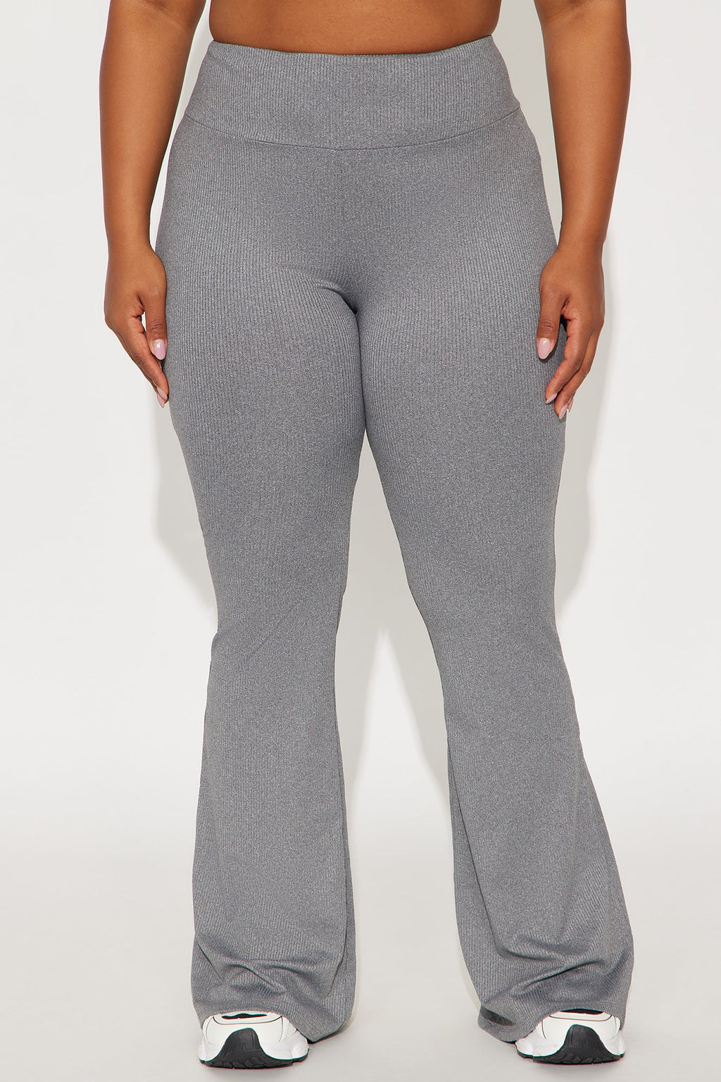 Amber Ribbed Flare Pant - Heather Grey 