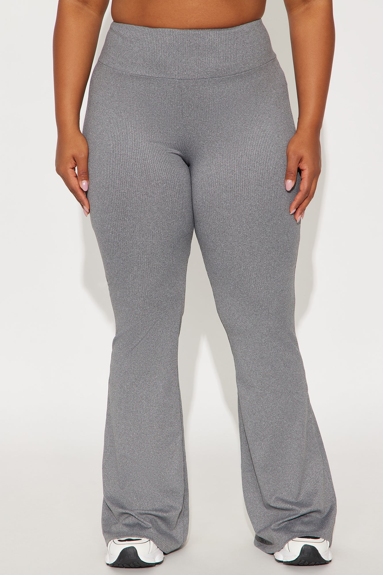 Amber Ribbed Flare Pant - Heather Grey 
