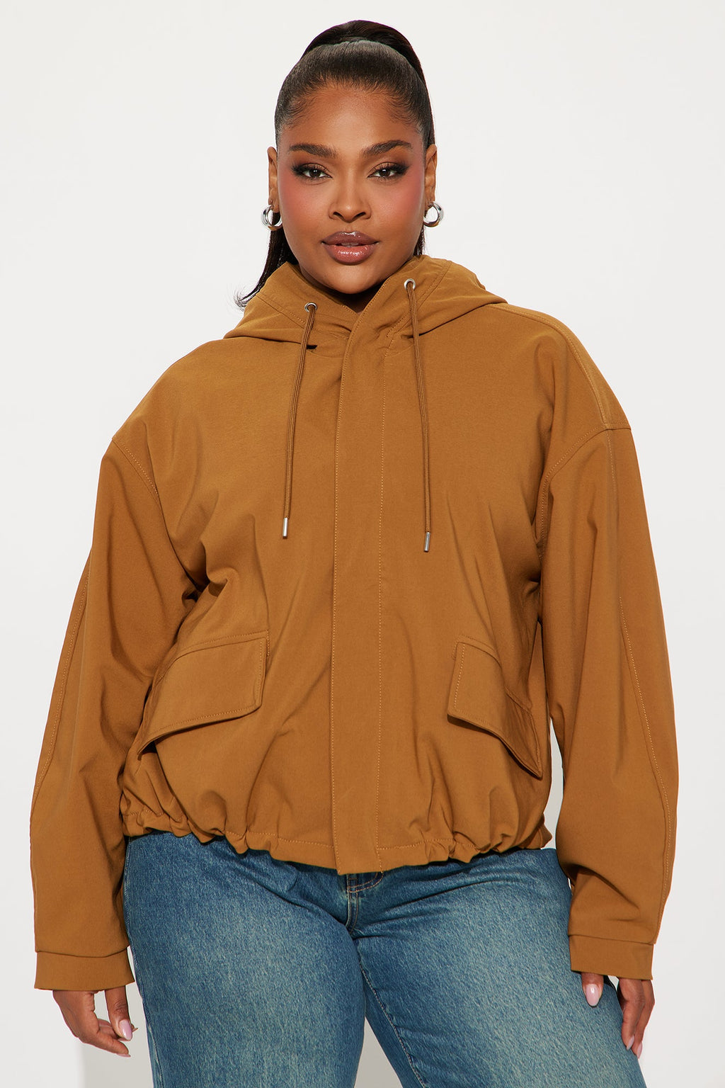 Aiden Nylon Blend Hooded Jacket - Cognac