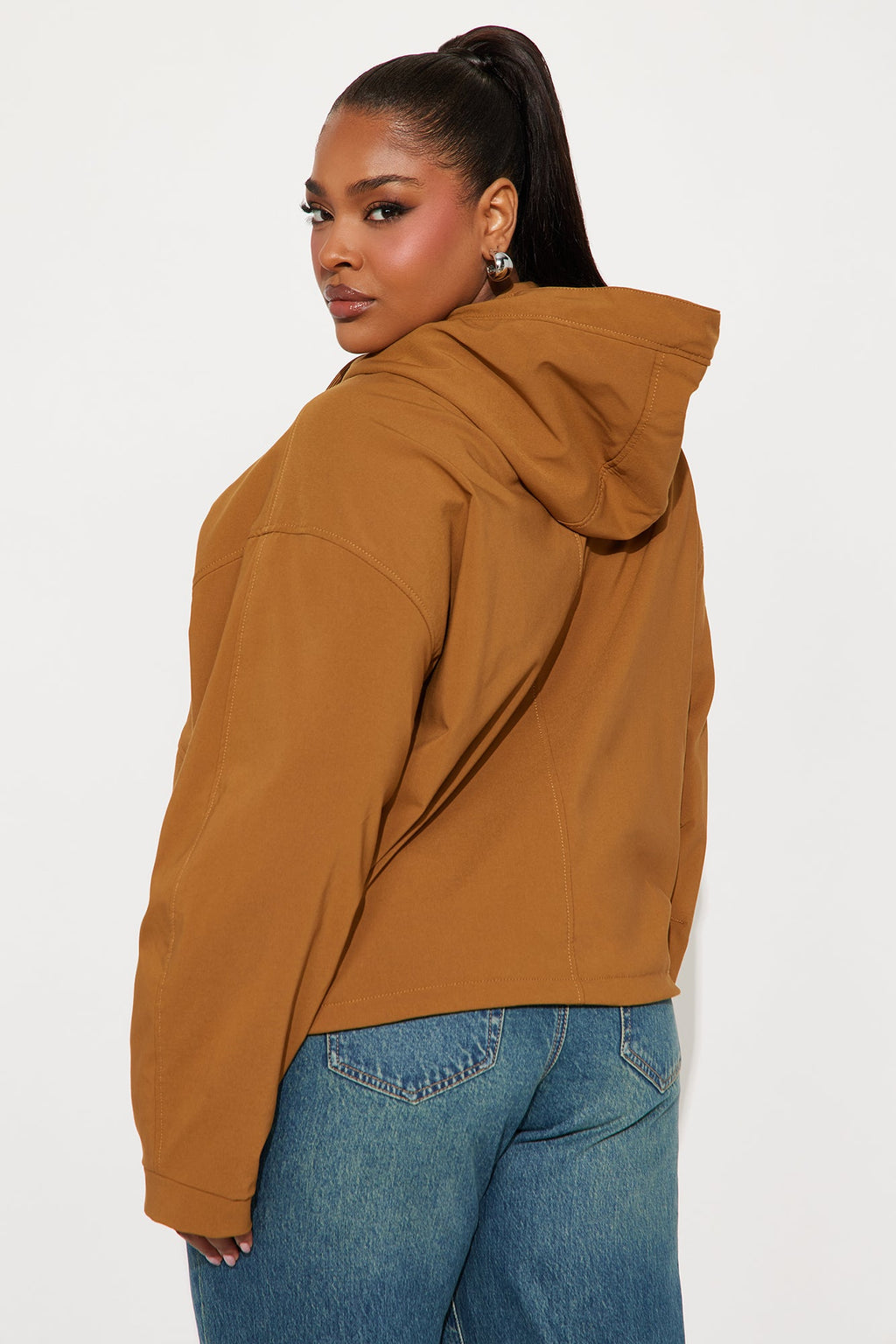 Aiden Nylon Blend Hooded Jacket - Cognac
