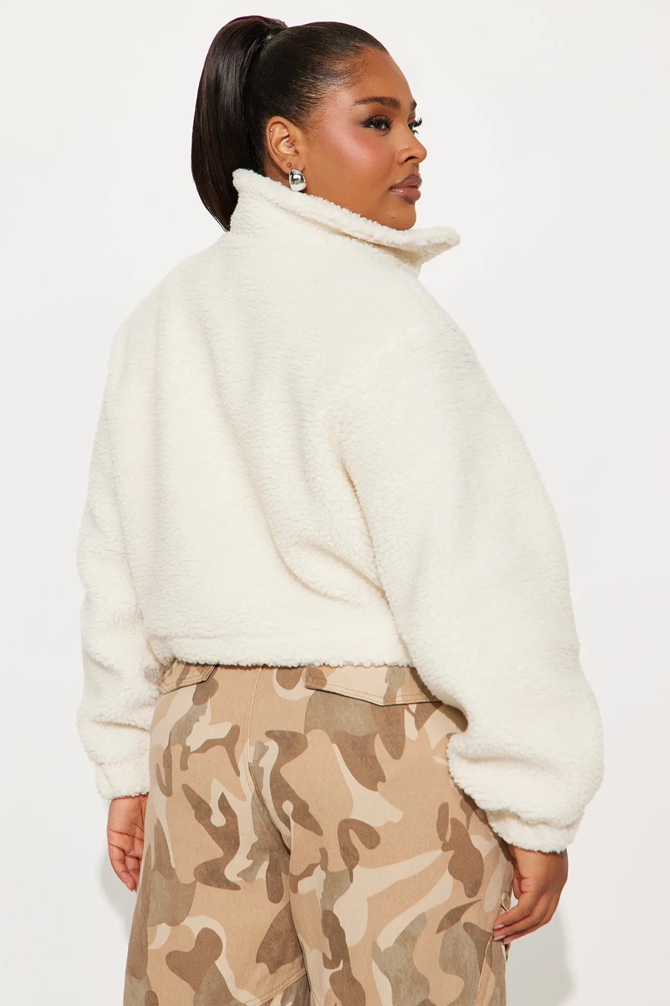 Cozy Cove Faux Sherpa Coat - Cream/combo 