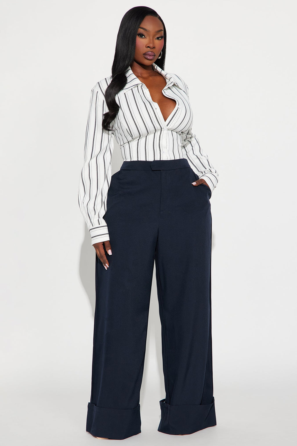 Executive Decisions Cuffed Trouser Pant 32″ - Navy/combo 