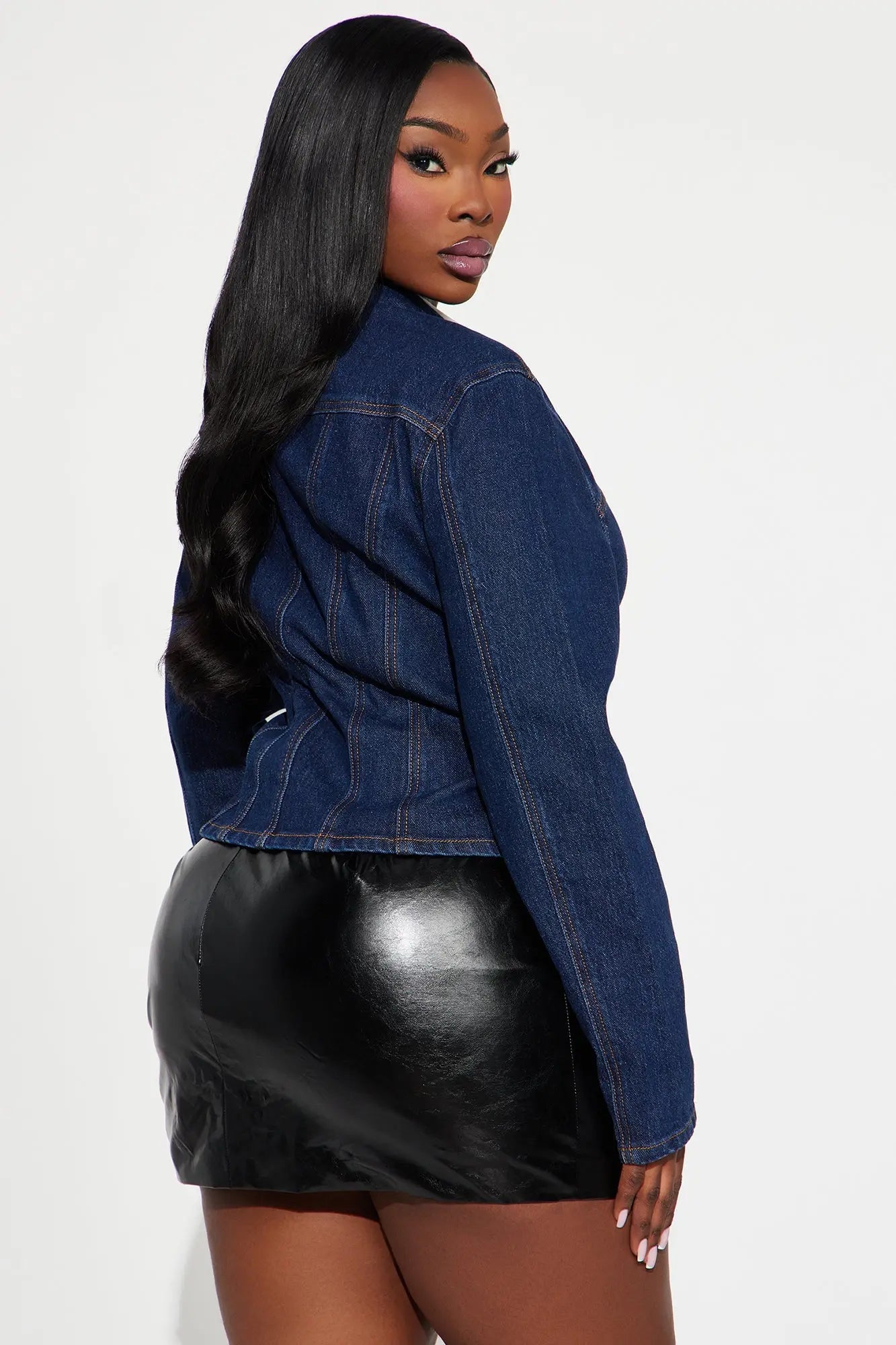 Upstate Fitted Denim Trucker Jacket - Dark Wash 