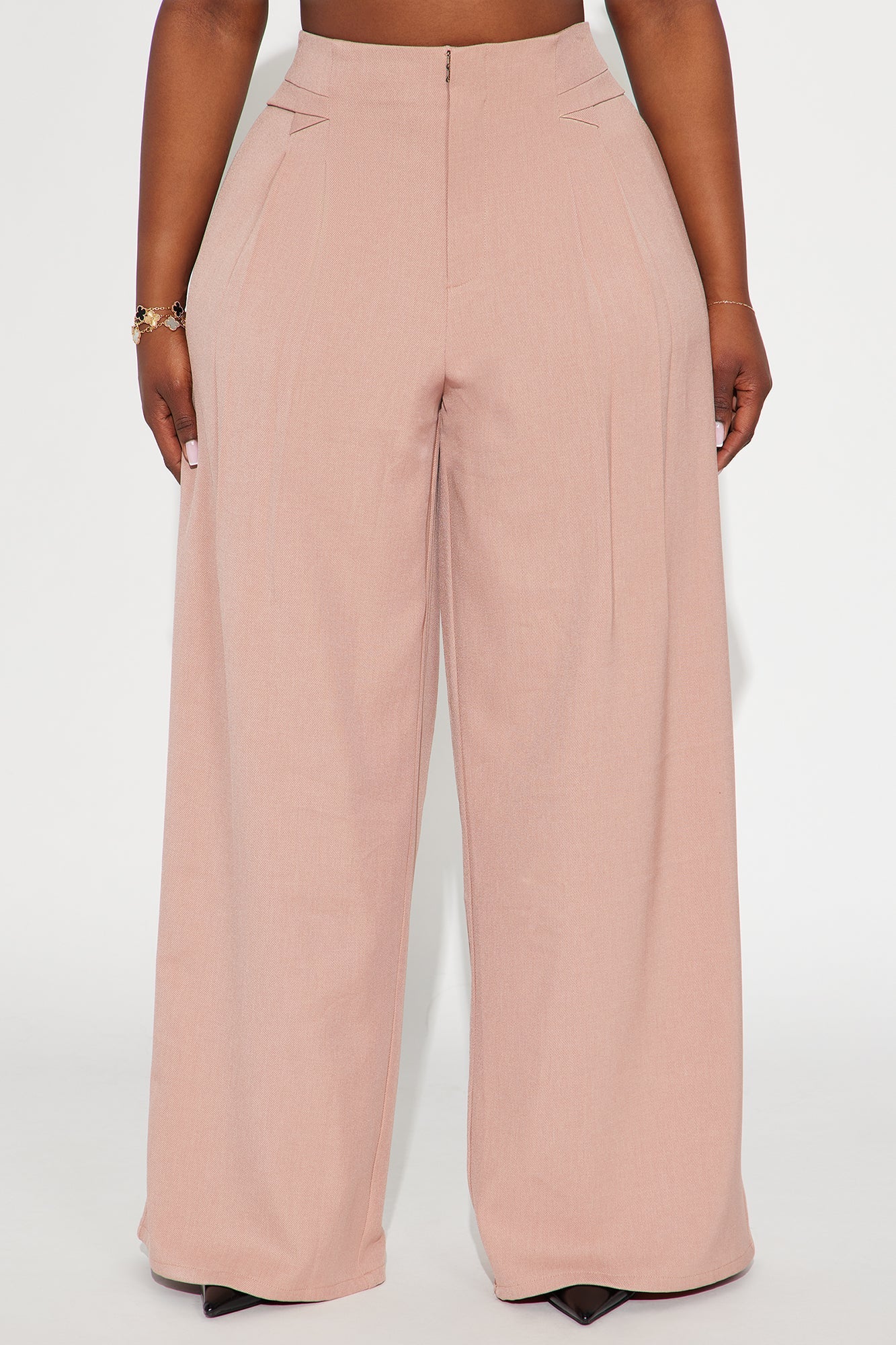 Level You Up Wide Leg Twill Pant 32″ - Mauve 