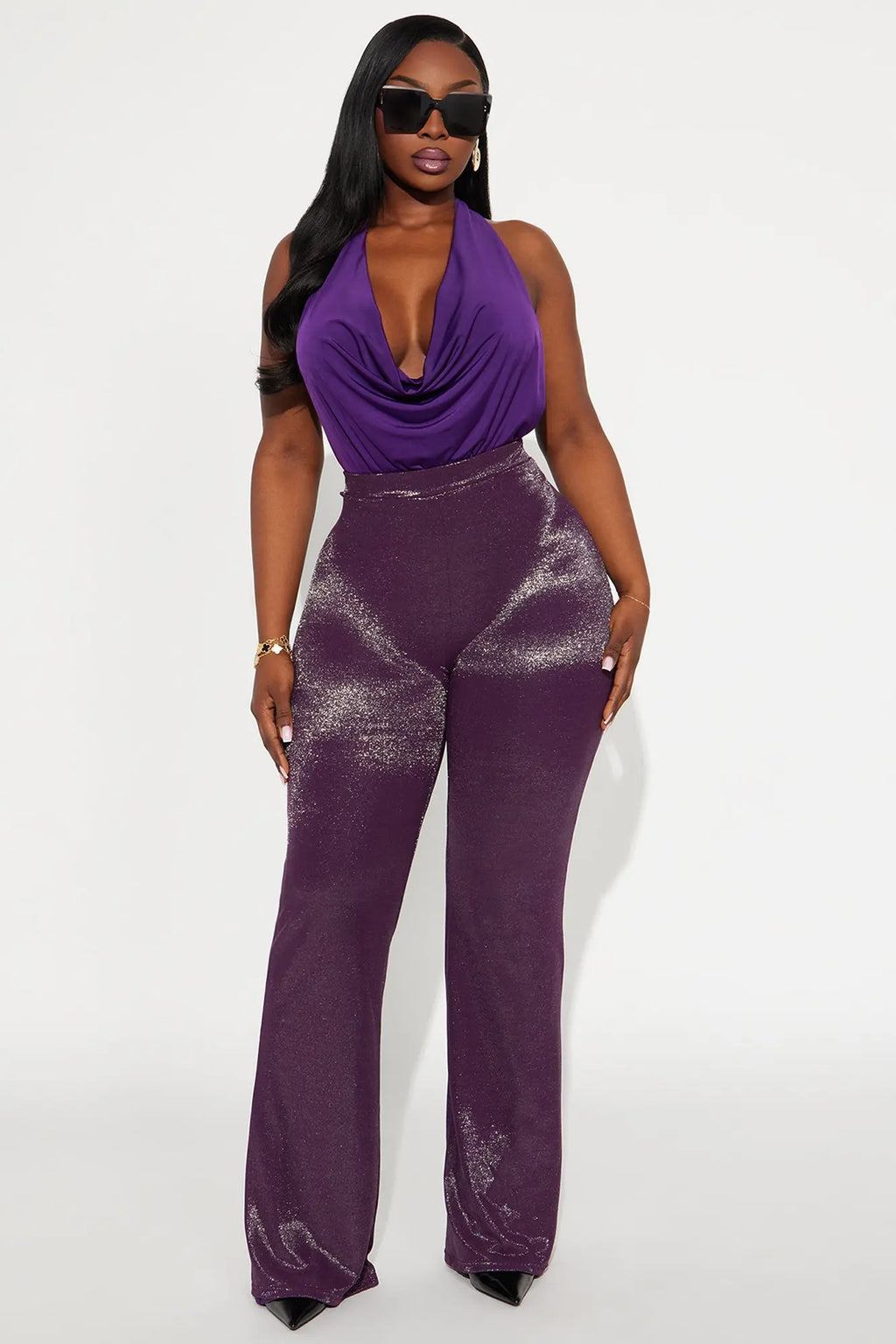 Star Of The Night Shimmer Flare Pant 33″ - Plum 