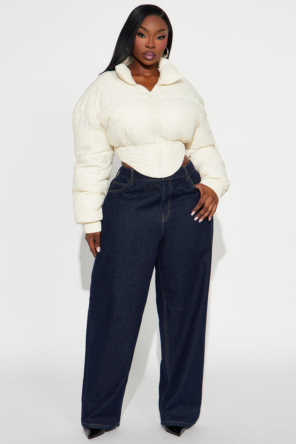 Janet Corset Puffer Jacket - Cream 