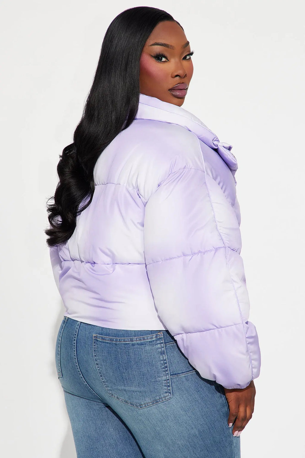 Zoe Ombre Cropped Puffer Jacket - Lavender 