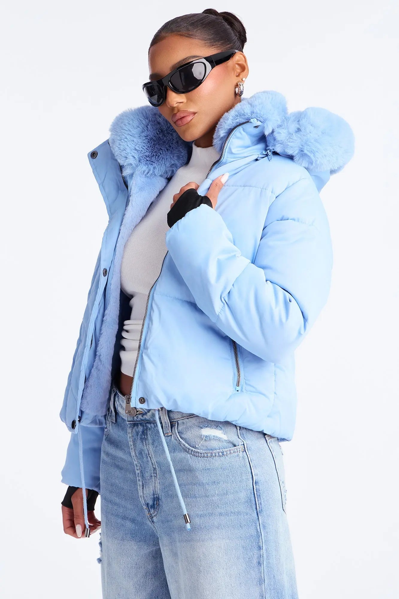 Put It On Ice Hooded Puffer Jacket - Blue 