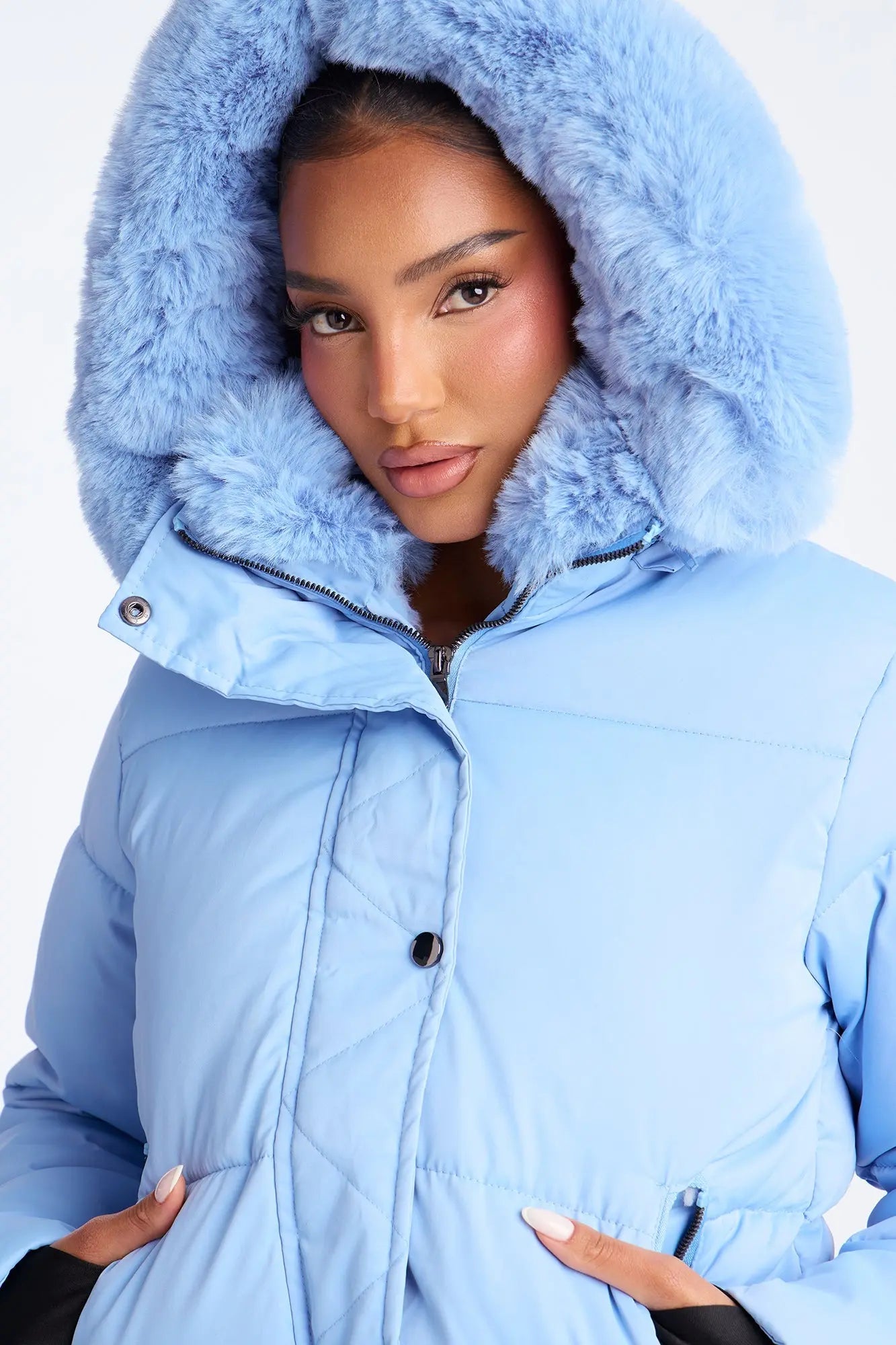 Put It On Ice Hooded Puffer Jacket - Blue 