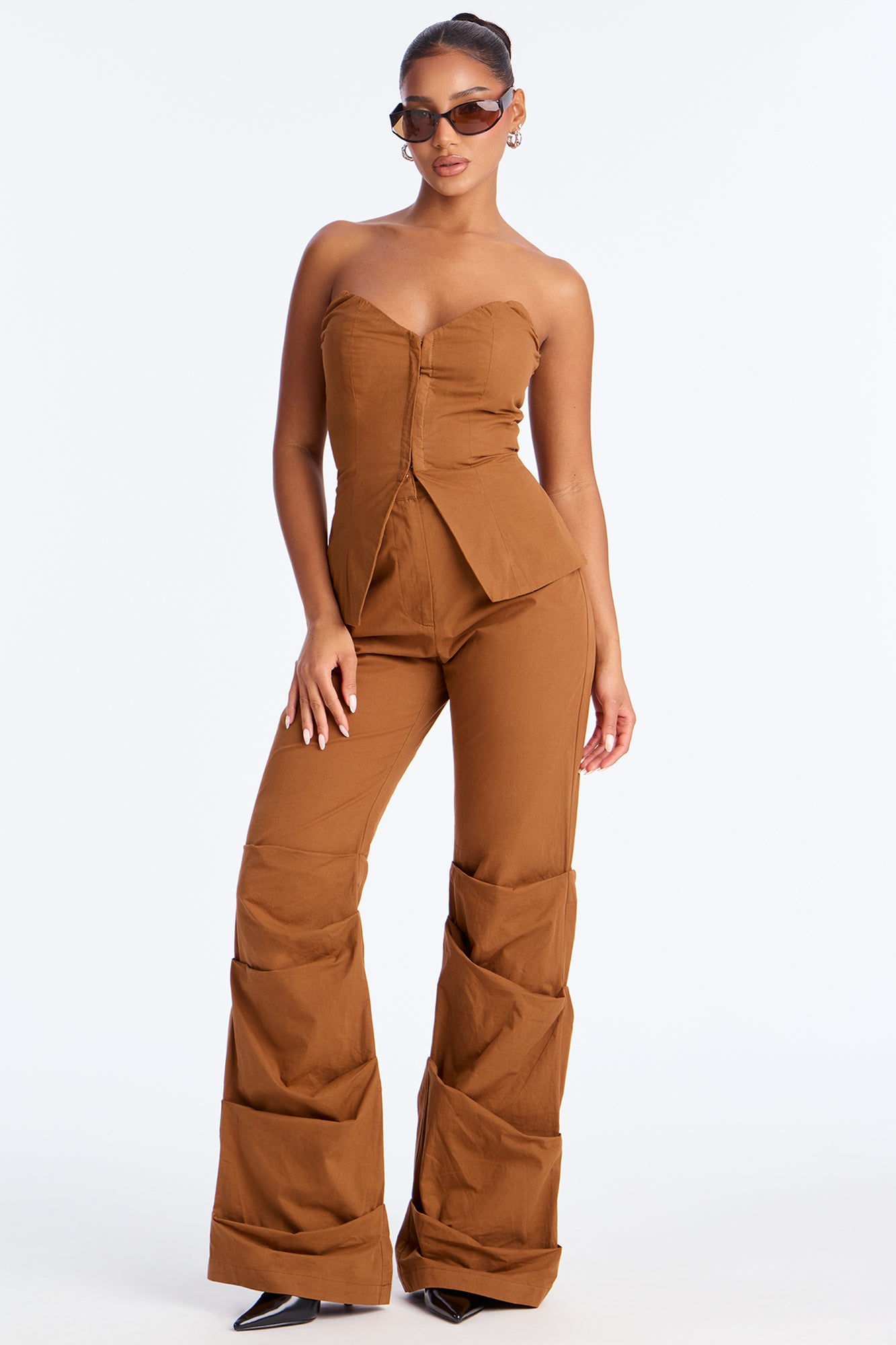 Boss Formation Corset Pant Set - Brown 