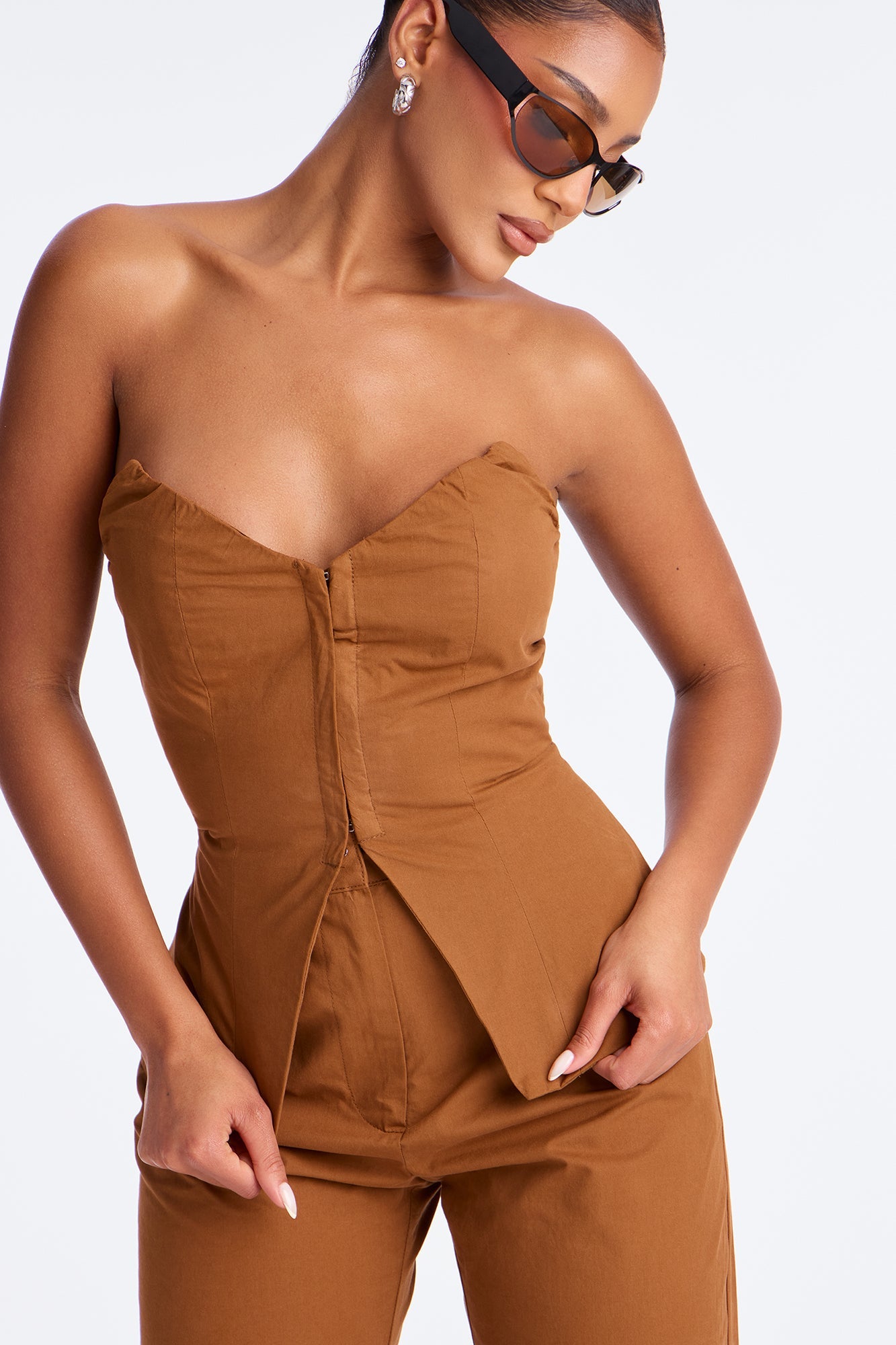Boss Formation Corset Pant Set - Brown 