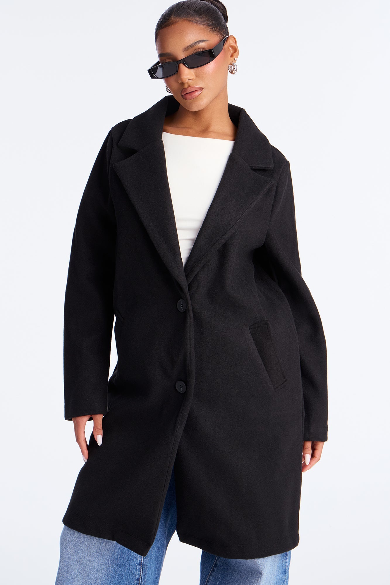 Hit The Town Button Up Coat - Black